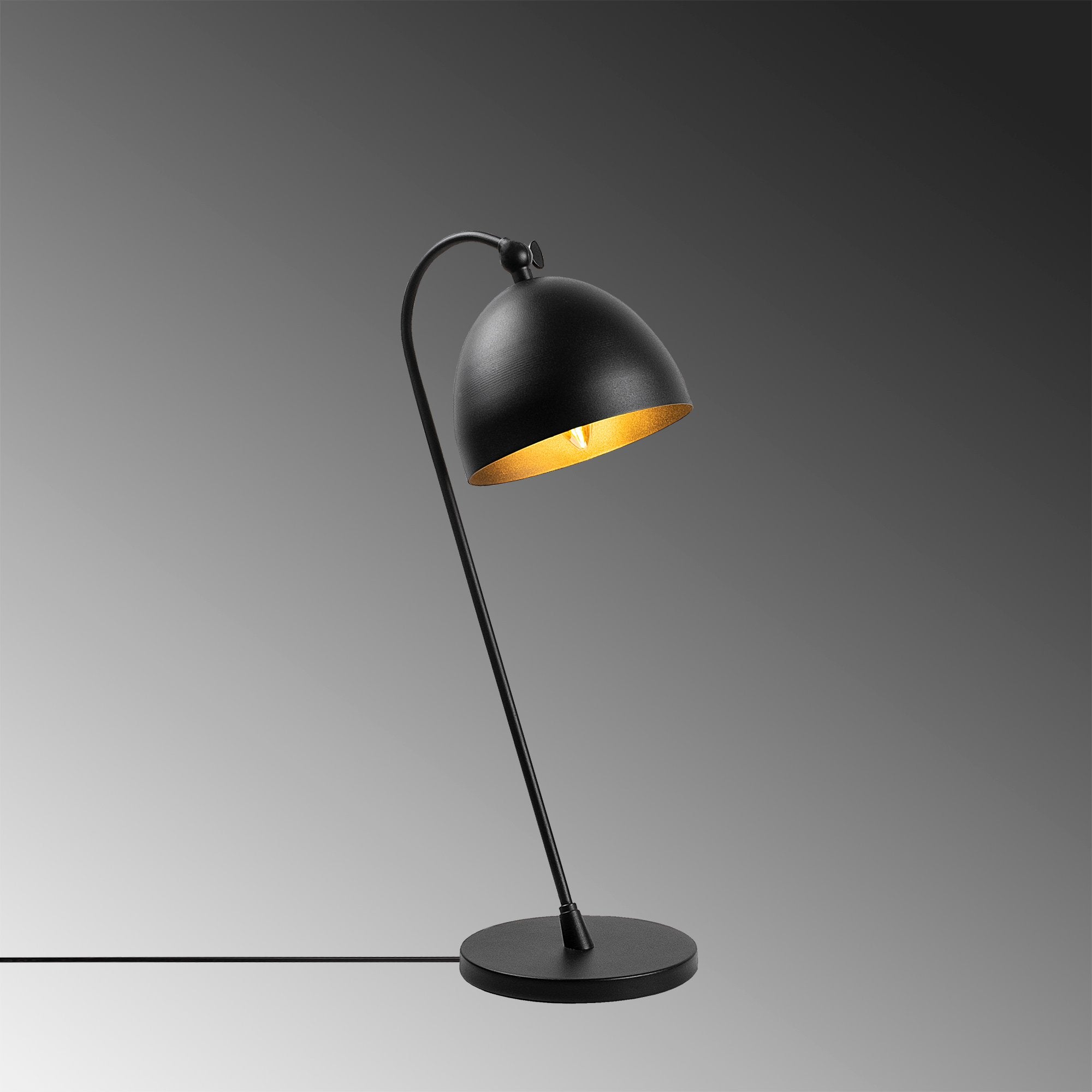 Candeeiro de Mesa Moderna, Preta e Dourada, 18 x 26 x 54 cm | Corpo em Metal, Soquete E14, 40 W Máx., Cabo de 200 cm | Design Industrial e Escandinavo Elegante