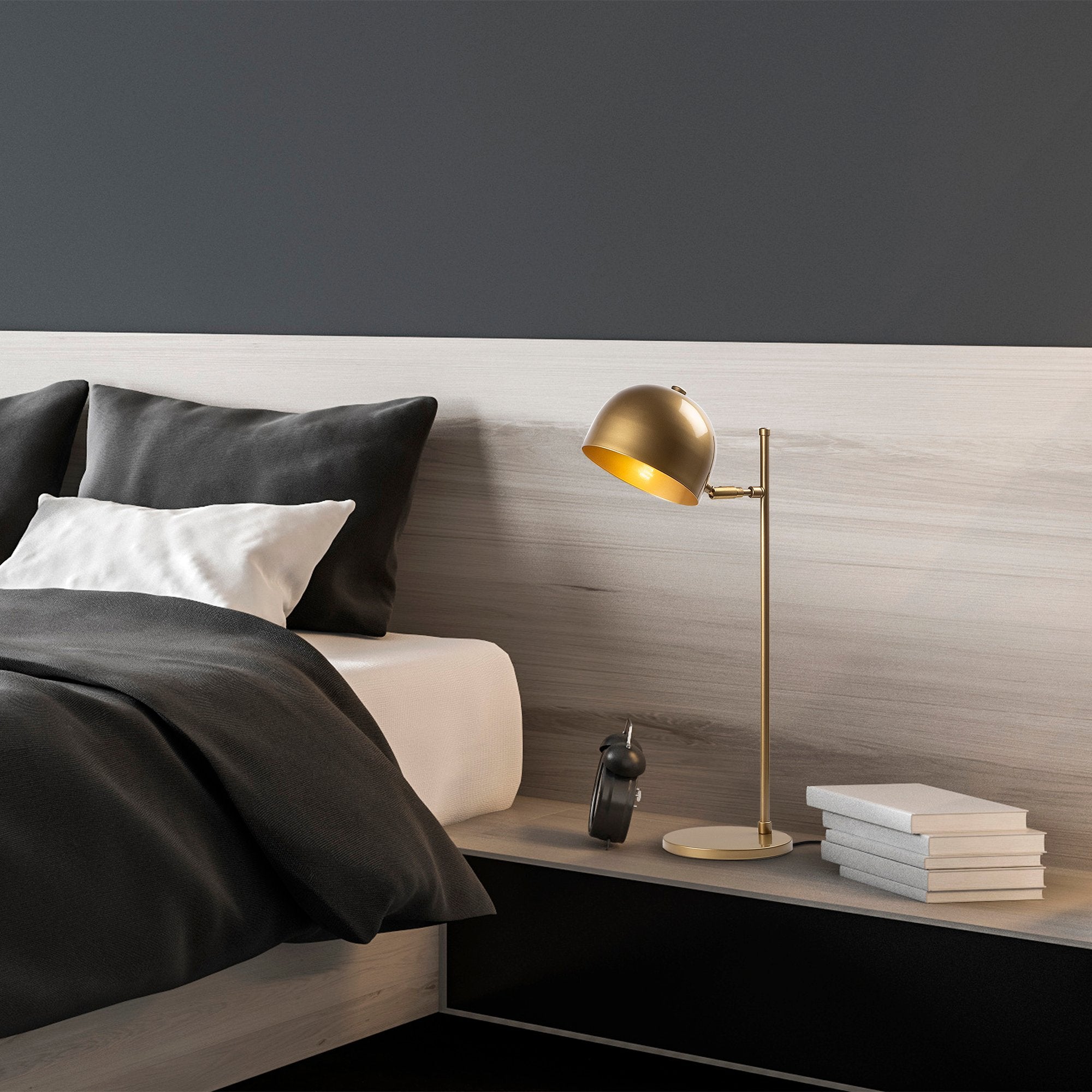 Candeeiro de Mesa Elegante Dourada, Corpo em Metal, 18 x 20 x 58 cm | Soquete E14, 40 W Máx., Cabo de 200 cm | Design Escandinavo Moderno para Decoração Glamourosa