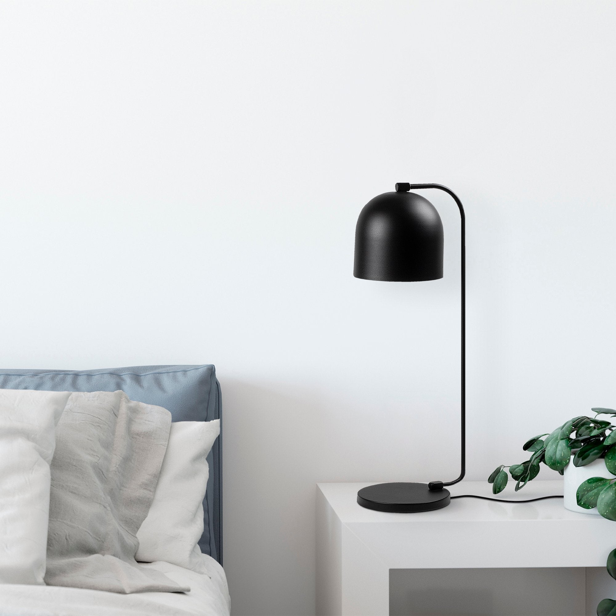 Candeeiro de Mesa Preta Moderna, Corpo em Metal, 17 x 22 x 60 cm | Soquete E14, 40 W Máx., IP20 | Design Industrial e Escandinavo Elegante para Casa e Escritório