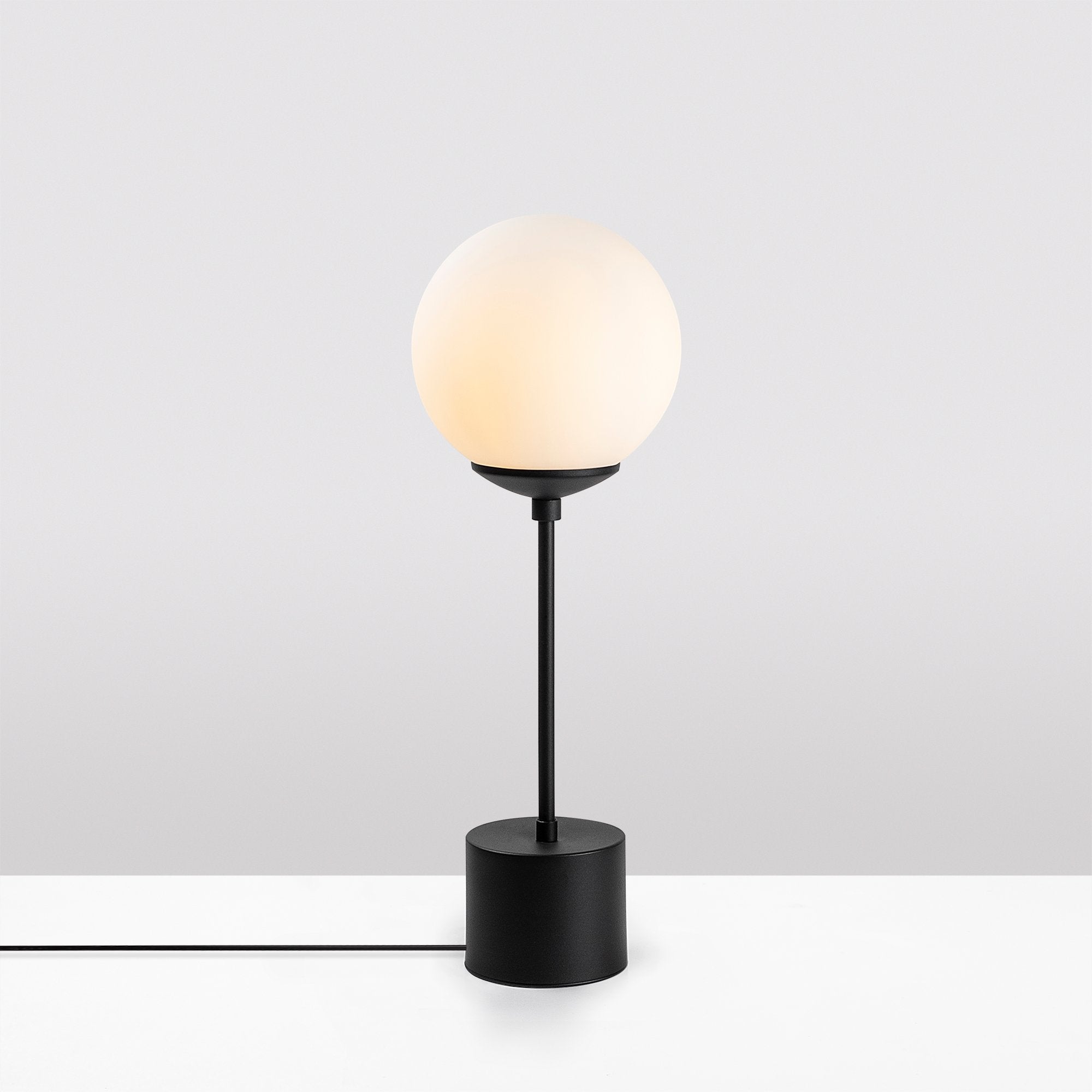 Candeeiro de Mesa Moderna com Corpo de Metal e Tampa de Vidro, 20 x 20 x 57 cm, Preta e Creme | Soquete E14, 40 W Máx., Cabo de 200 cm | Design Industrial e Escandinavo Elegante