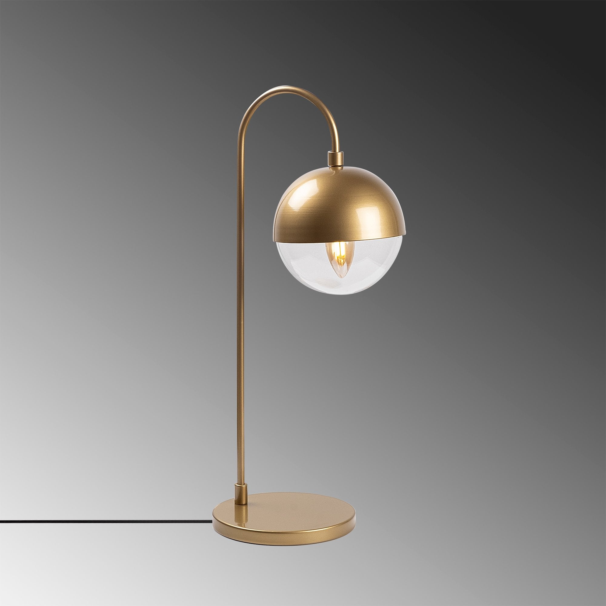 Candeeiro de Mesa Elegante Dourada, Corpo de Metal com Tampa de Vidro, 18 x 25 x 53 cm | Soquete E14, 40 W Máx., Cabo de 200 cm | Design Escandinavo Moderno para Espaços Glamourosos