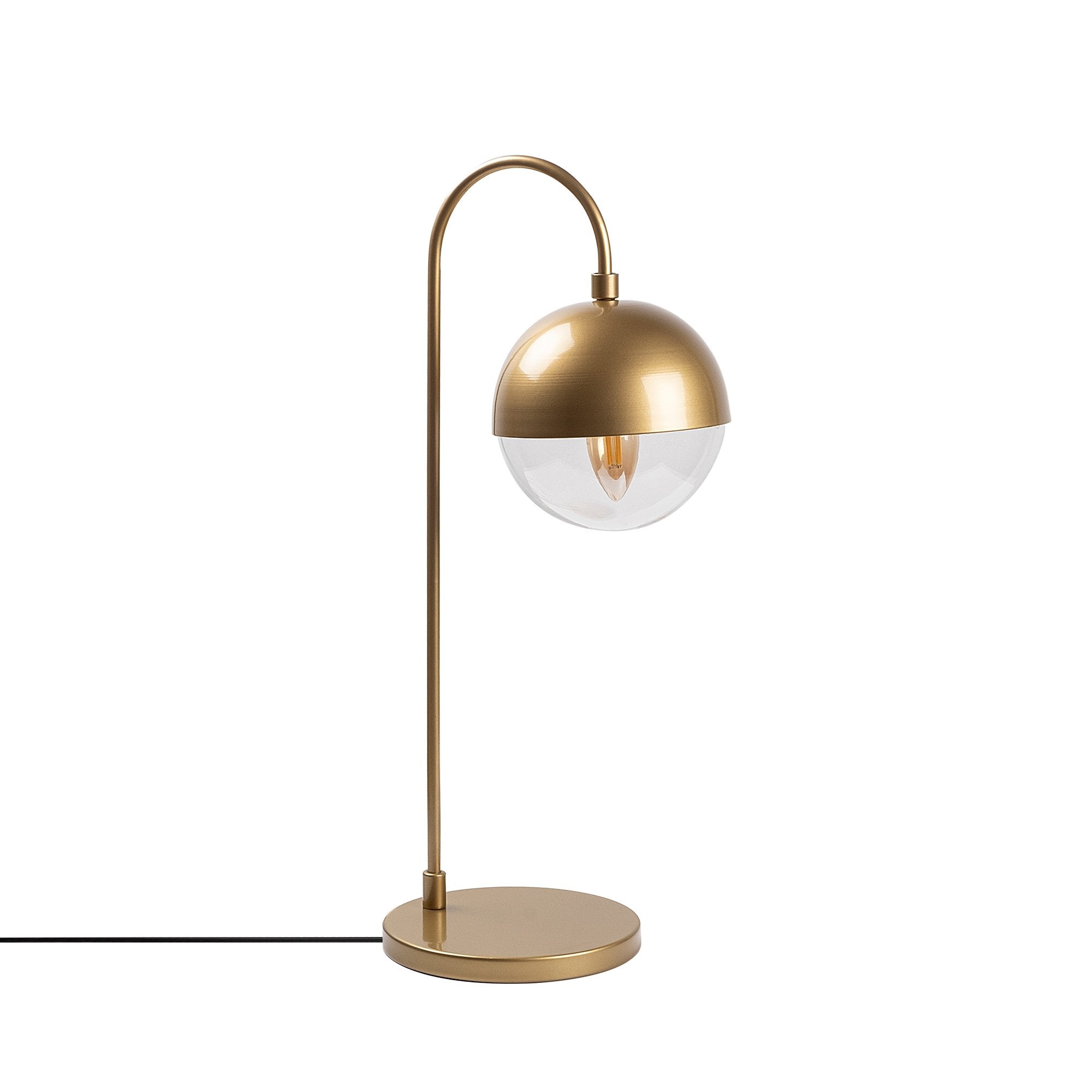 Candeeiro de Mesa Elegante Dourada, Corpo de Metal com Tampa de Vidro, 18 x 25 x 53 cm | Soquete E14, 40 W Máx., Cabo de 200 cm | Design Escandinavo Moderno para Espaços Glamourosos