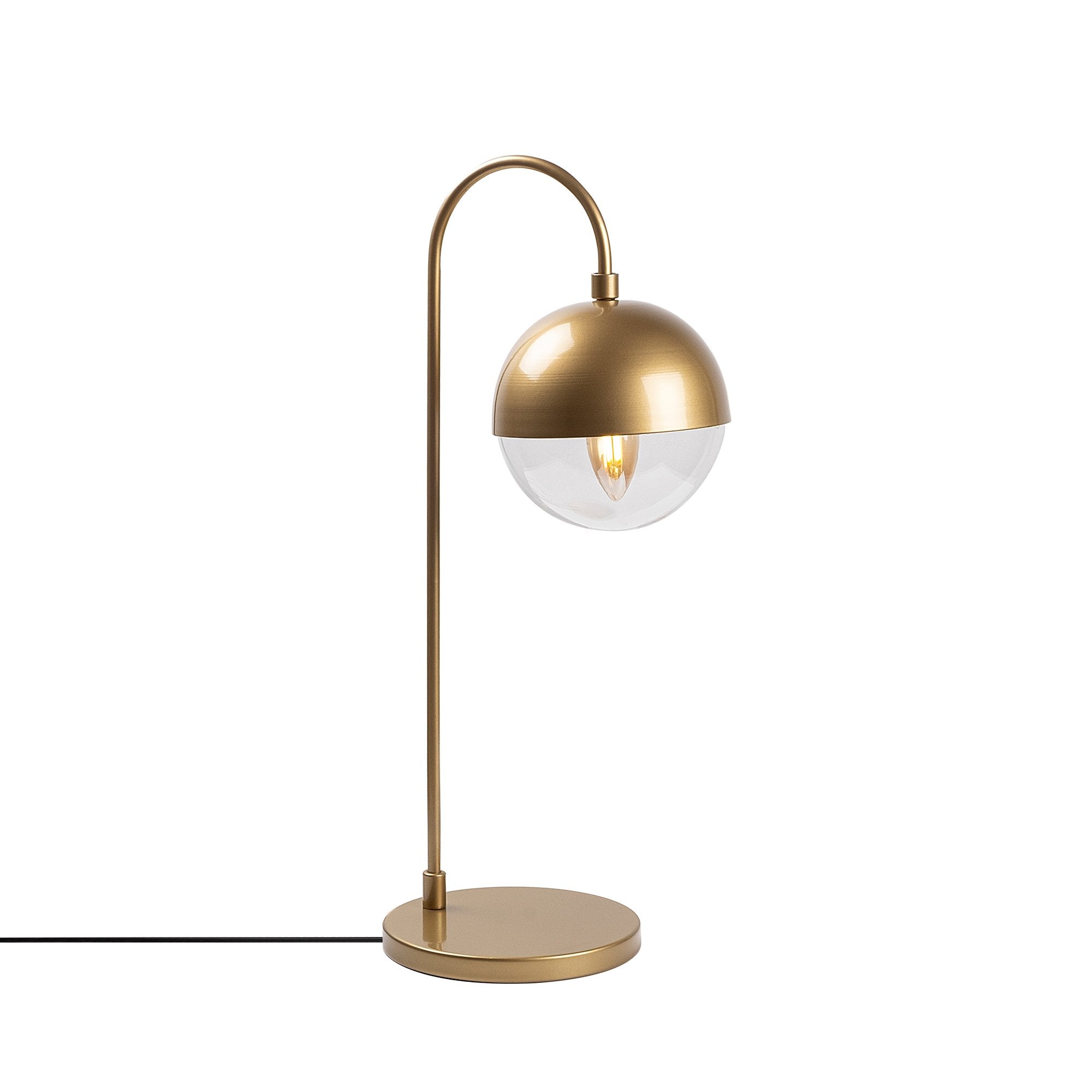 Candeeiro de Mesa Elegante Dourada, Corpo de Metal com Tampa de Vidro, 18 x 25 x 53 cm | Soquete E14, 40 W Máx., Cabo de 200 cm | Design Escandinavo Moderno para Espaços Glamourosos