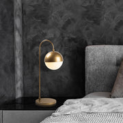 Candeeiro de Mesa Moderna Dourada, Corpo de Metal com Tampa de Vidro, 18 x 25 x 53 cm | Soquete E14, Máx. 40 W, Cabo de 200 cm | Design Escandinavo Elegante para Decoração de Casa