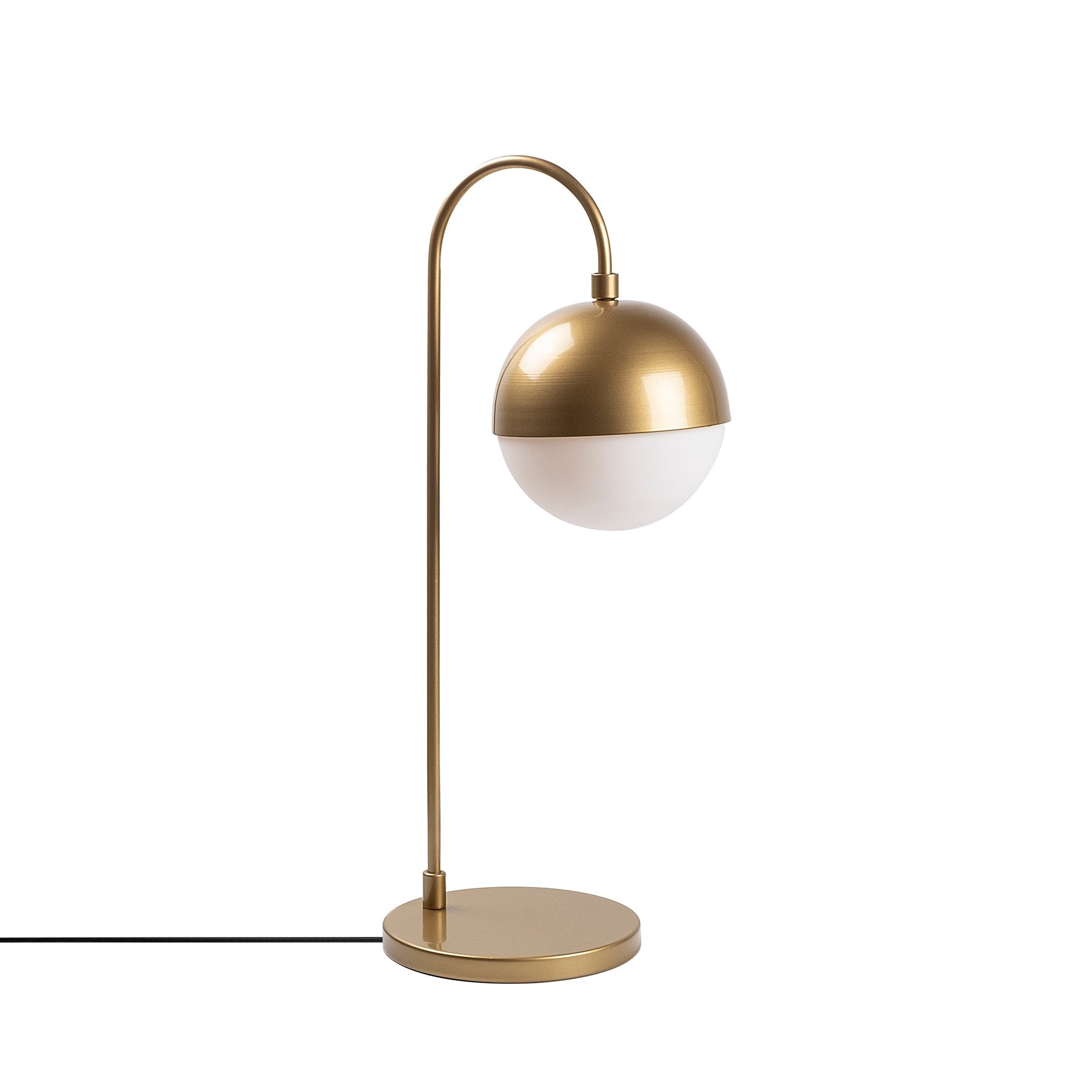 Candeeiro de Mesa Moderna Dourada, Corpo de Metal com Tampa de Vidro, 18 x 25 x 53 cm | Soquete E14, Máx. 40 W, Cabo de 200 cm | Design Escandinavo Elegante para Decoração de Casa