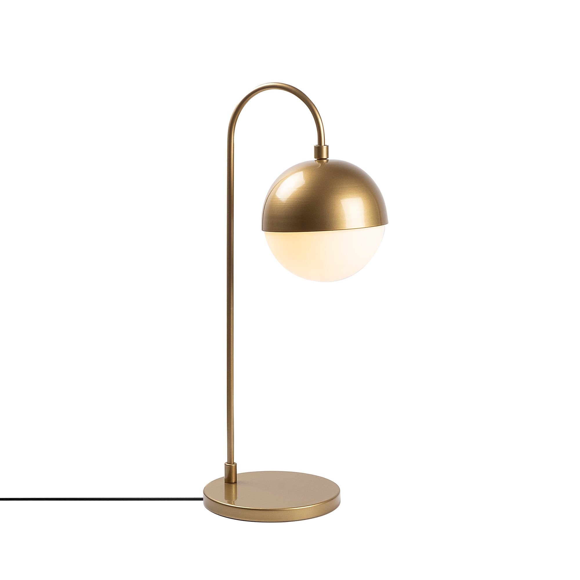 Candeeiro de Mesa Moderna Dourada, Corpo de Metal com Tampa de Vidro, 18 x 25 x 53 cm | Soquete E14, Máx. 40 W, Cabo de 200 cm | Design Escandinavo Elegante para Decoração de Casa