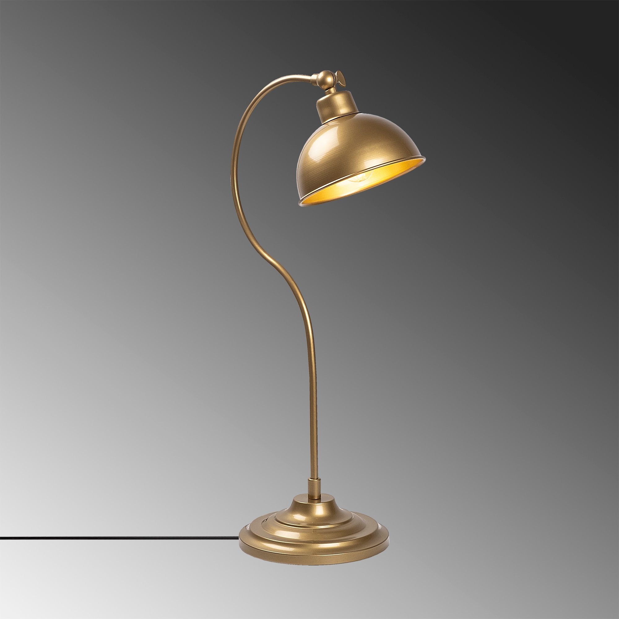 Candeeiro de Mesa Elegante Dourada, Corpo em Metal, 19 x 29 x 58 cm | Soquete E27, Potência Máxima de 40 W, Cabo de 200 cm | Design Escandinavo Moderno, Perfeito para Decoração de Casa