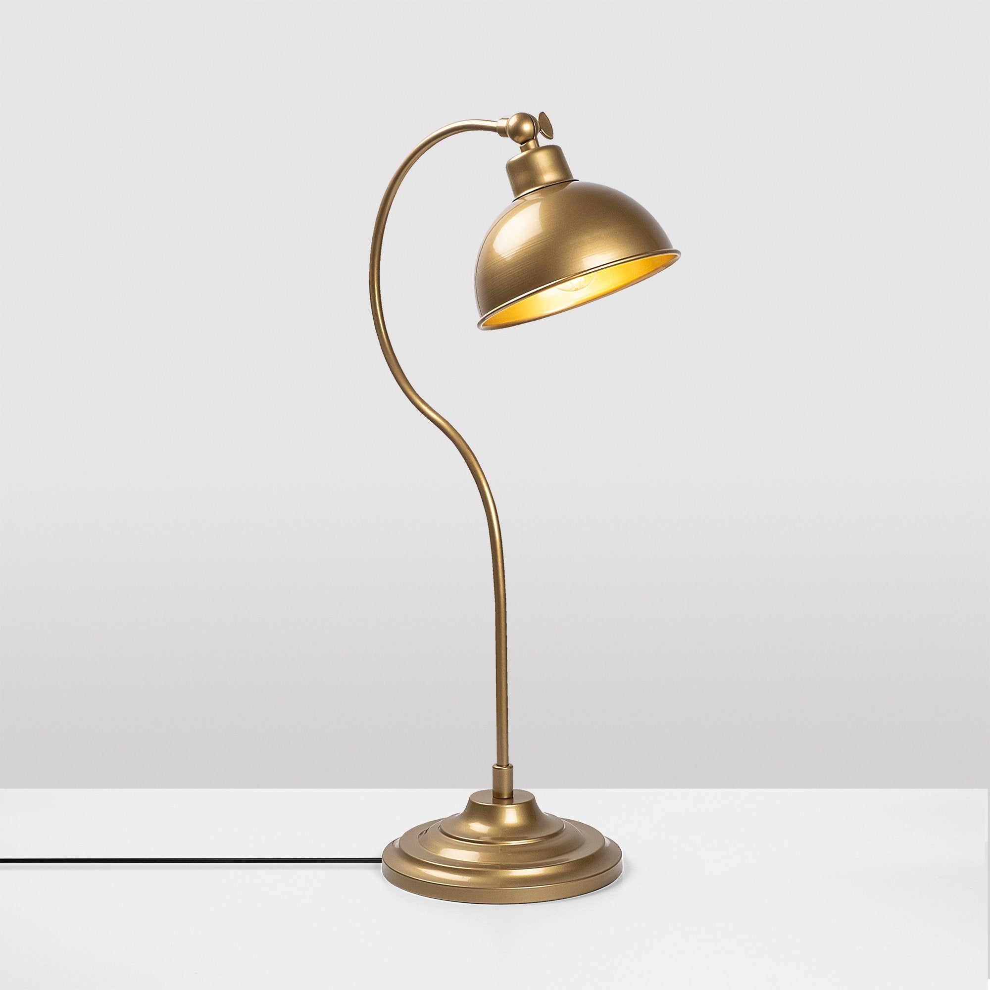 Candeeiro de Mesa Elegante Dourada, Corpo em Metal, 19 x 29 x 58 cm | Soquete E27, Potência Máxima de 40 W, Cabo de 200 cm | Design Escandinavo Moderno, Perfeito para Decoração de Casa