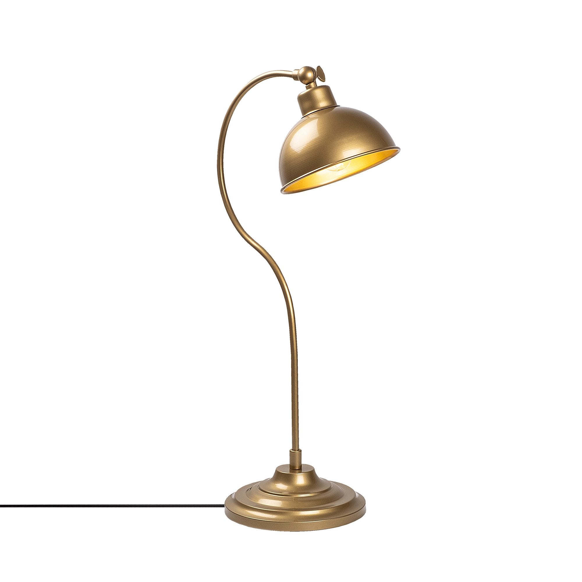 Candeeiro de Mesa Elegante Dourada, Corpo em Metal, 19 x 29 x 58 cm | Soquete E27, Potência Máxima de 40 W, Cabo de 200 cm | Design Escandinavo Moderno, Perfeito para Decoração de Casa