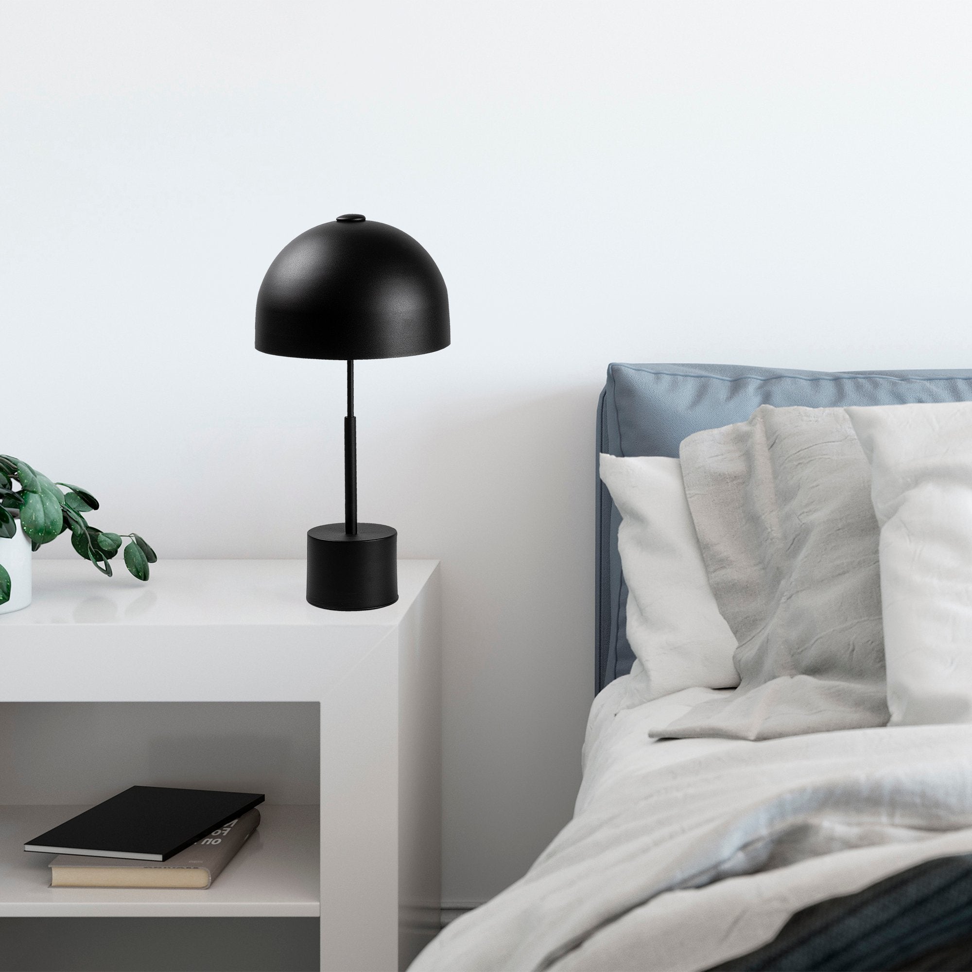 Candeeiro de Mesa Moderna Preta, Corpo de Metal, 26 x 26 x 53 cm | Soquete E14, 40 W Máx., Cabo de 200 cm | Design Industrial e Escandinavo Elegante para Casa e Escritório