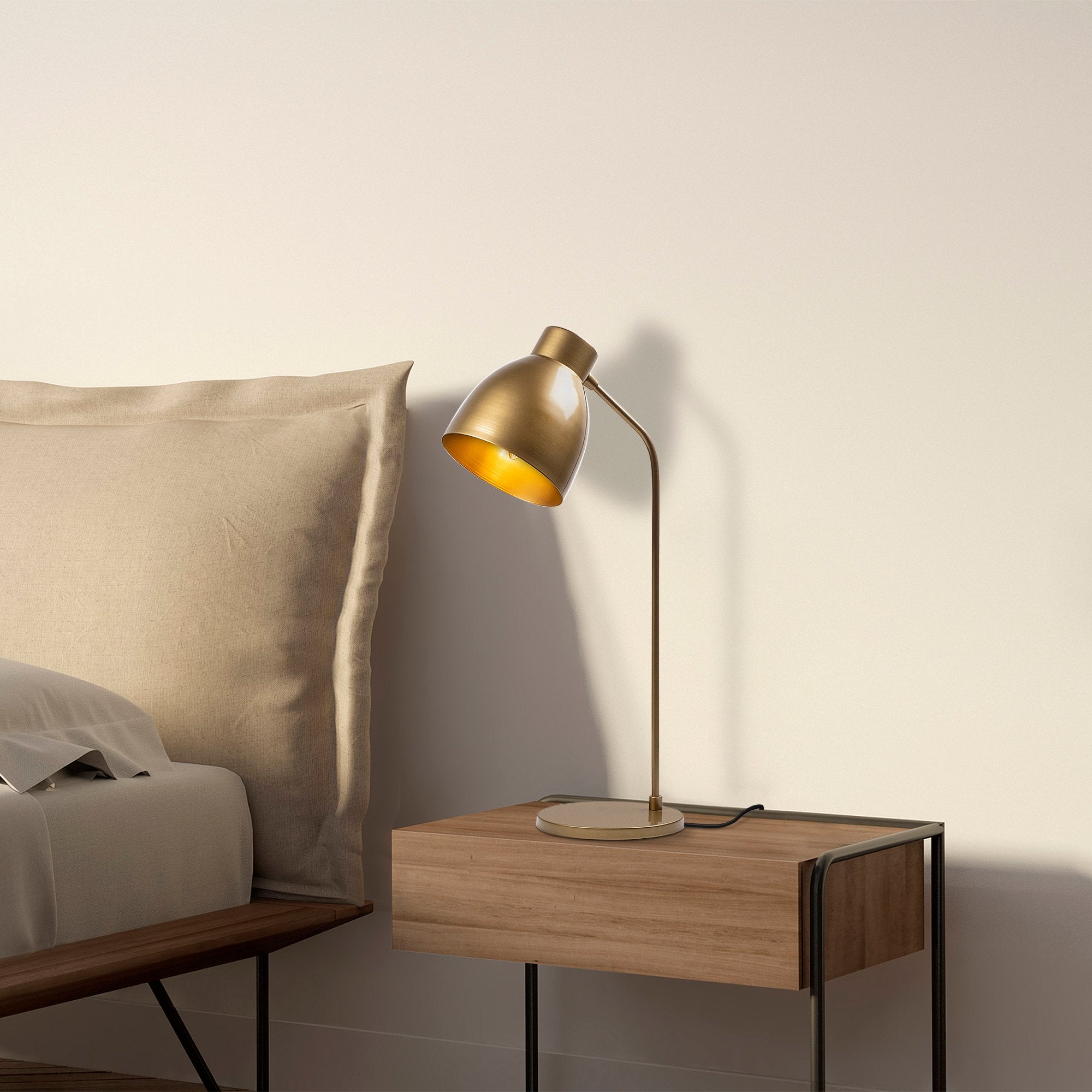 Candeeiro de Mesa Elegante em Cobre, Corpo em Metal, 60 cm de Altura, 15 cm de Diâmetro da Base | IP20, Soquete E14, Cabo de 200 cm | Design Moderno e Glamouroso para Casa e Escritório
