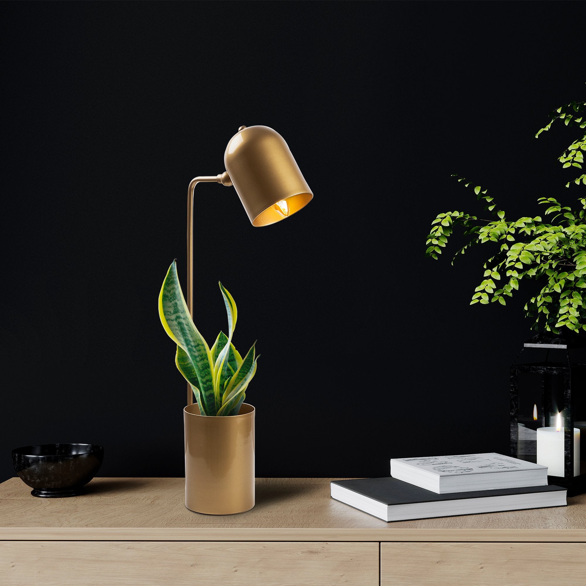 Candeeiro de Mesa Elegante Dourada, Corpo em Metal, 12 x 27 x 64 cm | Soquete E14, Potência Máxima de 40 W, Cabo de 200 cm | Design Escandinavo Moderno, Perfeito para Decoração de Casa