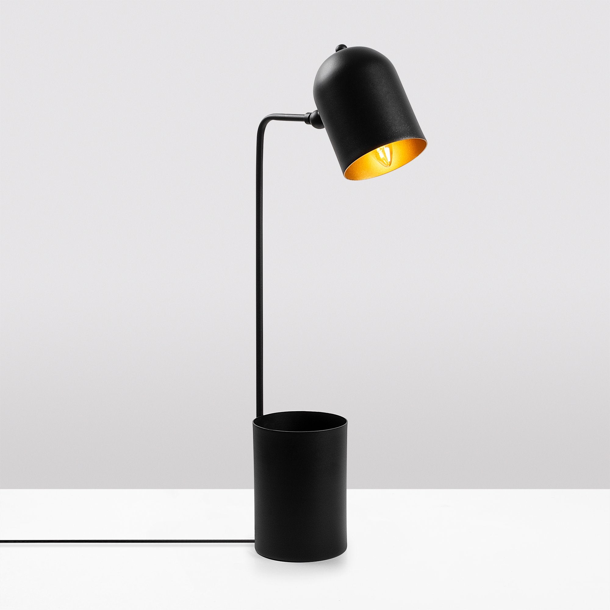 Candeeiro de Mesa elegante, preta e dourada, corpo de metal, 12 x 27 x 64 cm | Soquete E14, 40 W máx., cabo de 200 cm | Design industrial moderno para casa e escritório