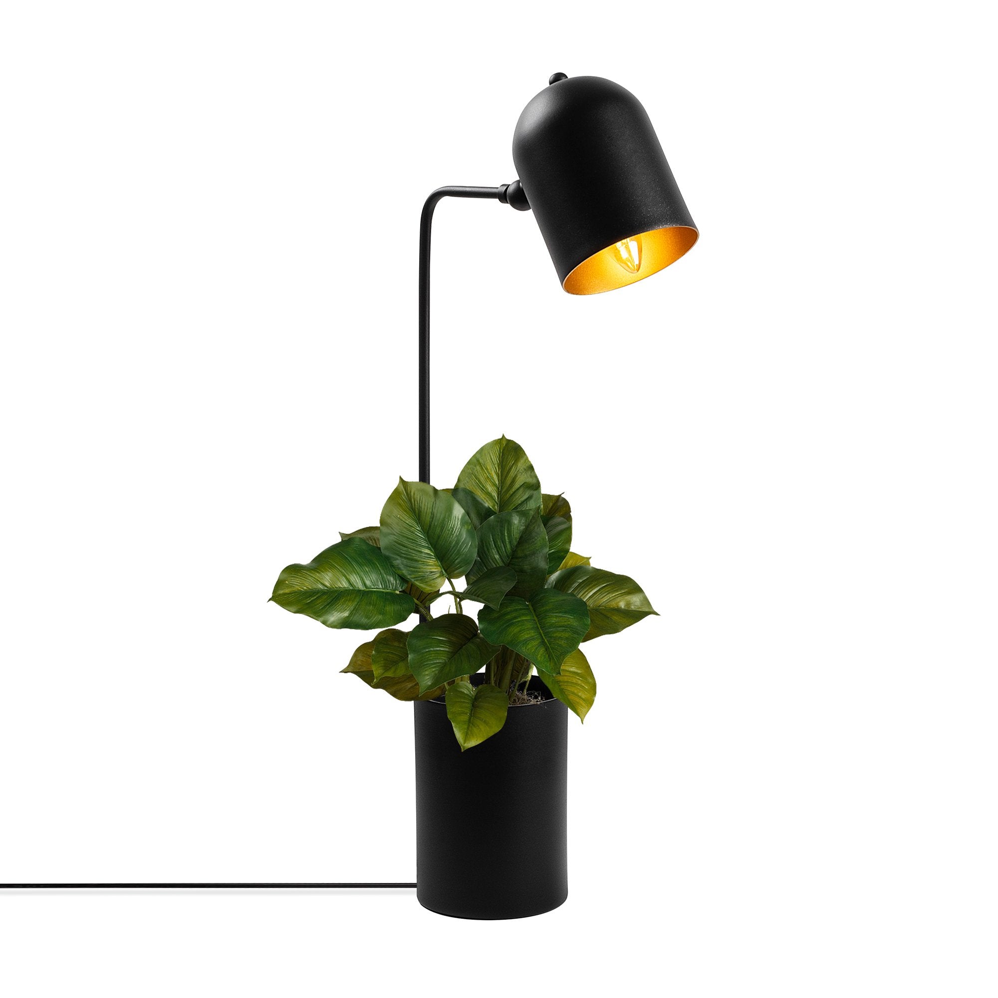 Candeeiro de Mesa elegante, preta e dourada, corpo de metal, 12 x 27 x 64 cm | Soquete E14, 40 W máx., cabo de 200 cm | Design industrial moderno para casa e escritório