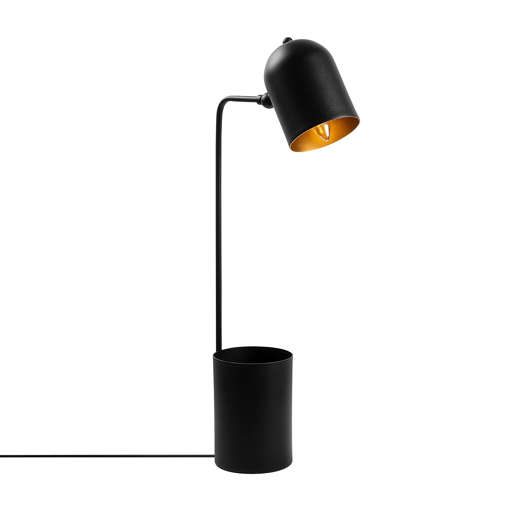 Candeeiro de Mesa elegante, preta e dourada, corpo de metal, 12 x 27 x 64 cm | Soquete E14, 40 W máx., cabo de 200 cm | Design industrial moderno para casa e escritório