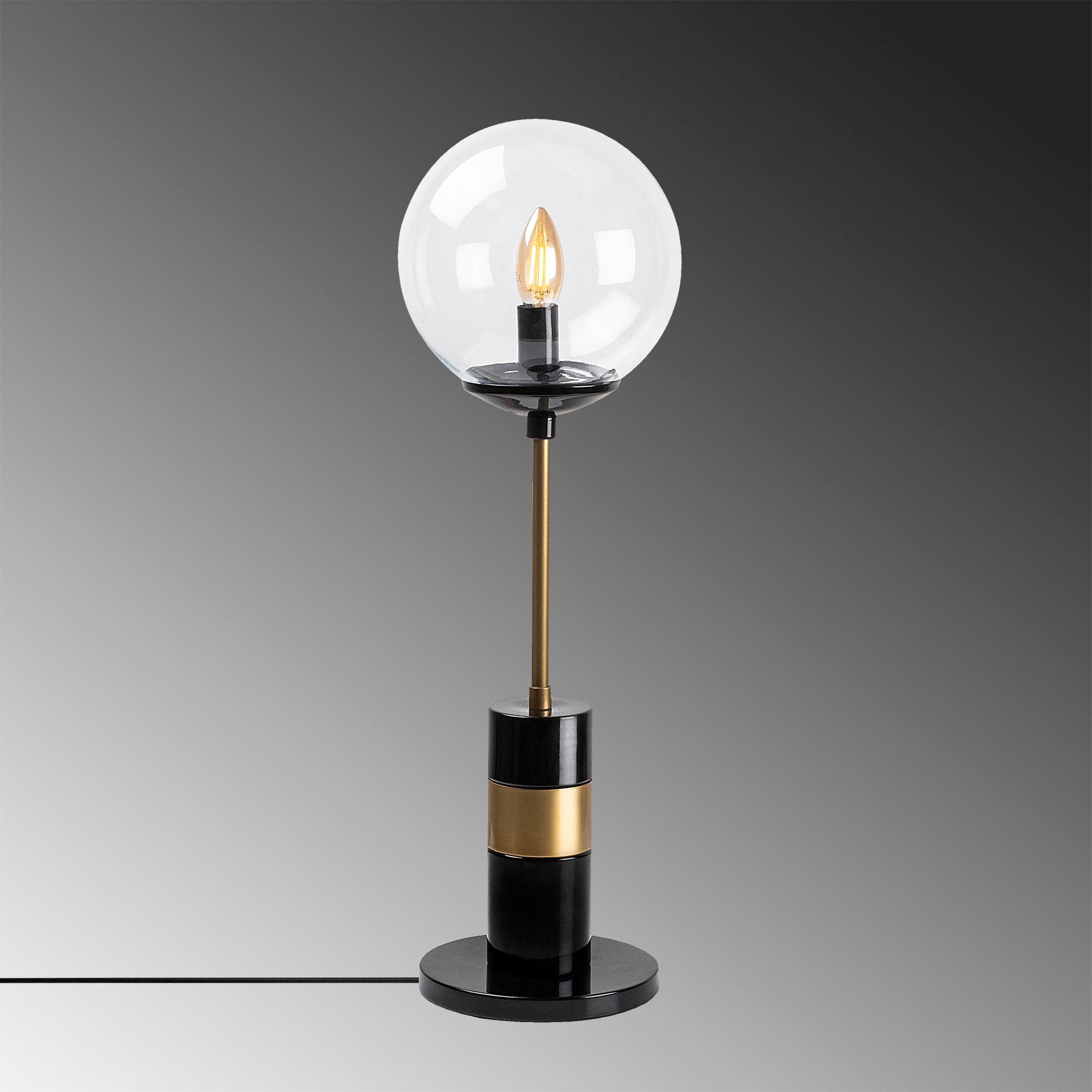 Candeeiro de Mesa Moderna com Corpo em Metal, Acabamento Preto e Antigo, 20 x 20 x 64 cm | Soquete E14, Máx. 40 W, Cabo de 200 cm | Design Elegante, Glamouroso e Escandinavo