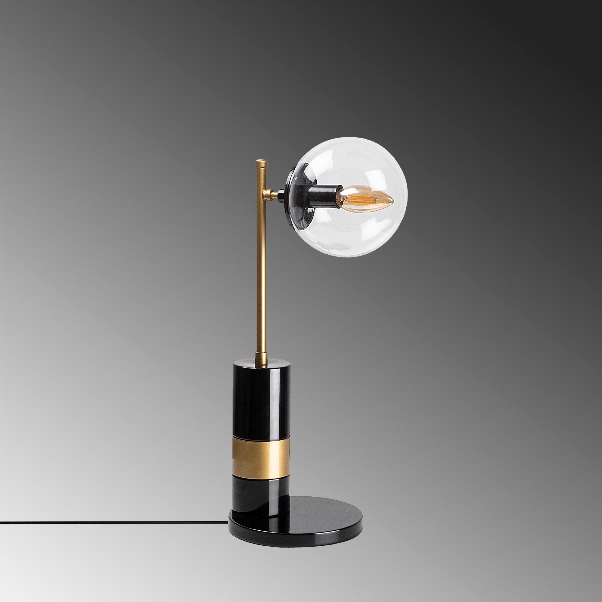 Candeeiro de Mesa Moderna com Corpo em Metal, Acabamento Preto e Antigo, 18 x 18 x 48 cm | Soquete E14, Potência Máxima de 40 W, Cabo de 200 cm | Iluminação Elegante para Decoração Glamourosa e Escandinava