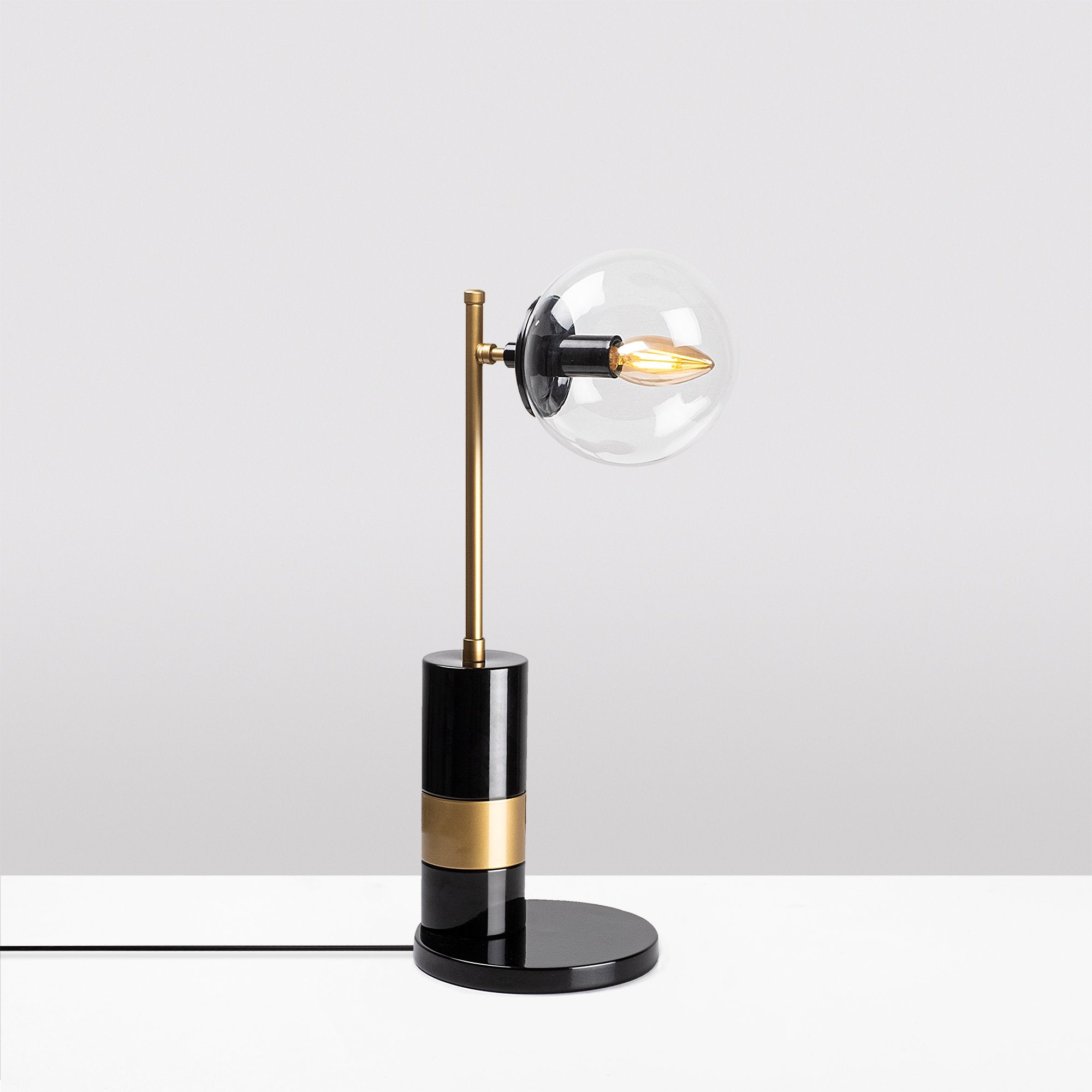 Candeeiro de Mesa Moderna com Corpo em Metal, Acabamento Preto e Antigo, 18 x 18 x 48 cm | Soquete E14, Potência Máxima de 40 W, Cabo de 200 cm | Iluminação Elegante para Decoração Glamourosa e Escandinava
