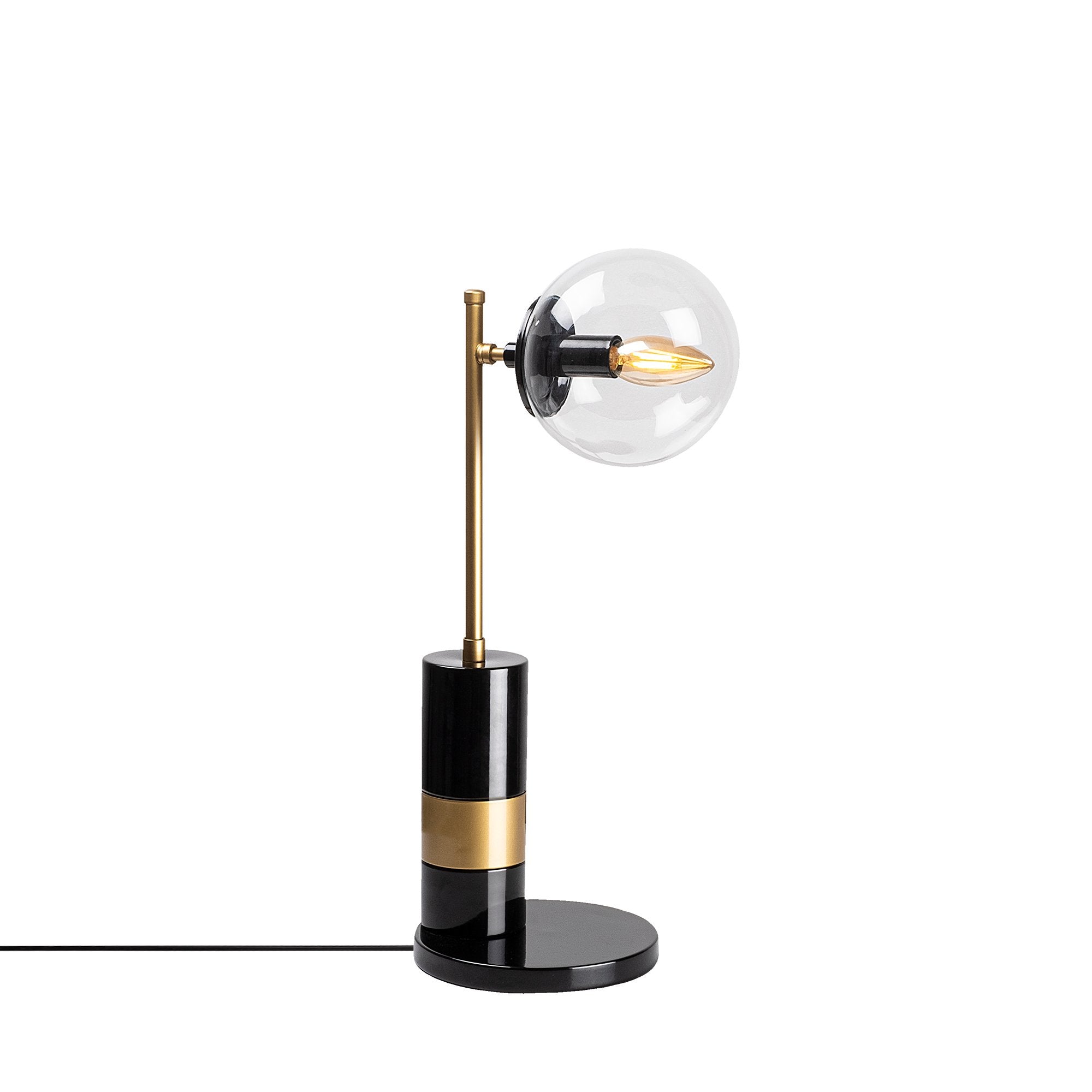 Candeeiro de Mesa Moderna com Corpo em Metal, Acabamento Preto e Antigo, 18 x 18 x 48 cm | Soquete E14, Potência Máxima de 40 W, Cabo de 200 cm | Iluminação Elegante para Decoração Glamourosa e Escandinava