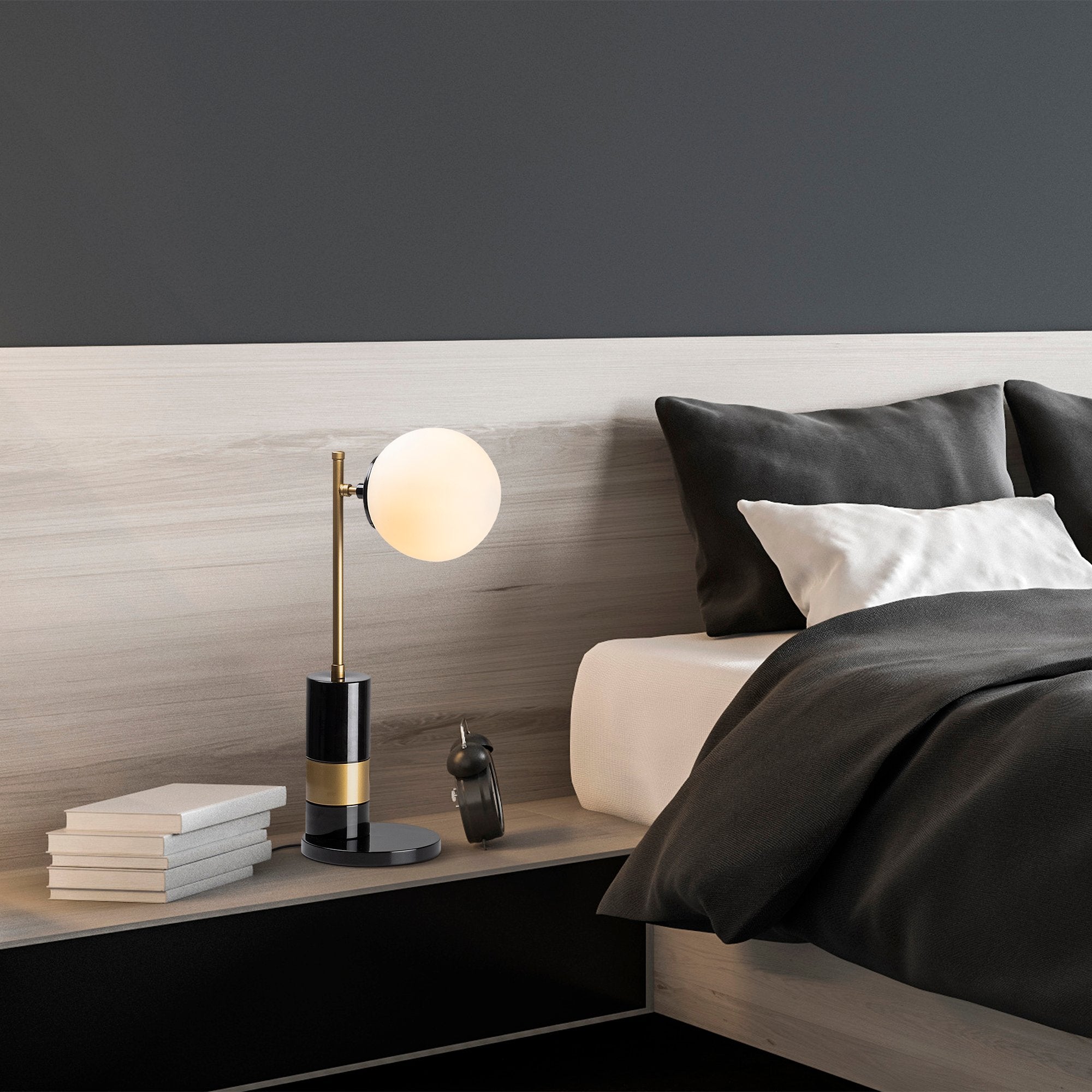 Candeeiro de Mesa Moderna com Corpo em Metal, Preto e Creme Antigo, 18 x 18 x 48 cm | Soquete E14, Máx. 40 W, Cabo de 200 cm | Design Escandinavo Elegante para Decoração de Casa