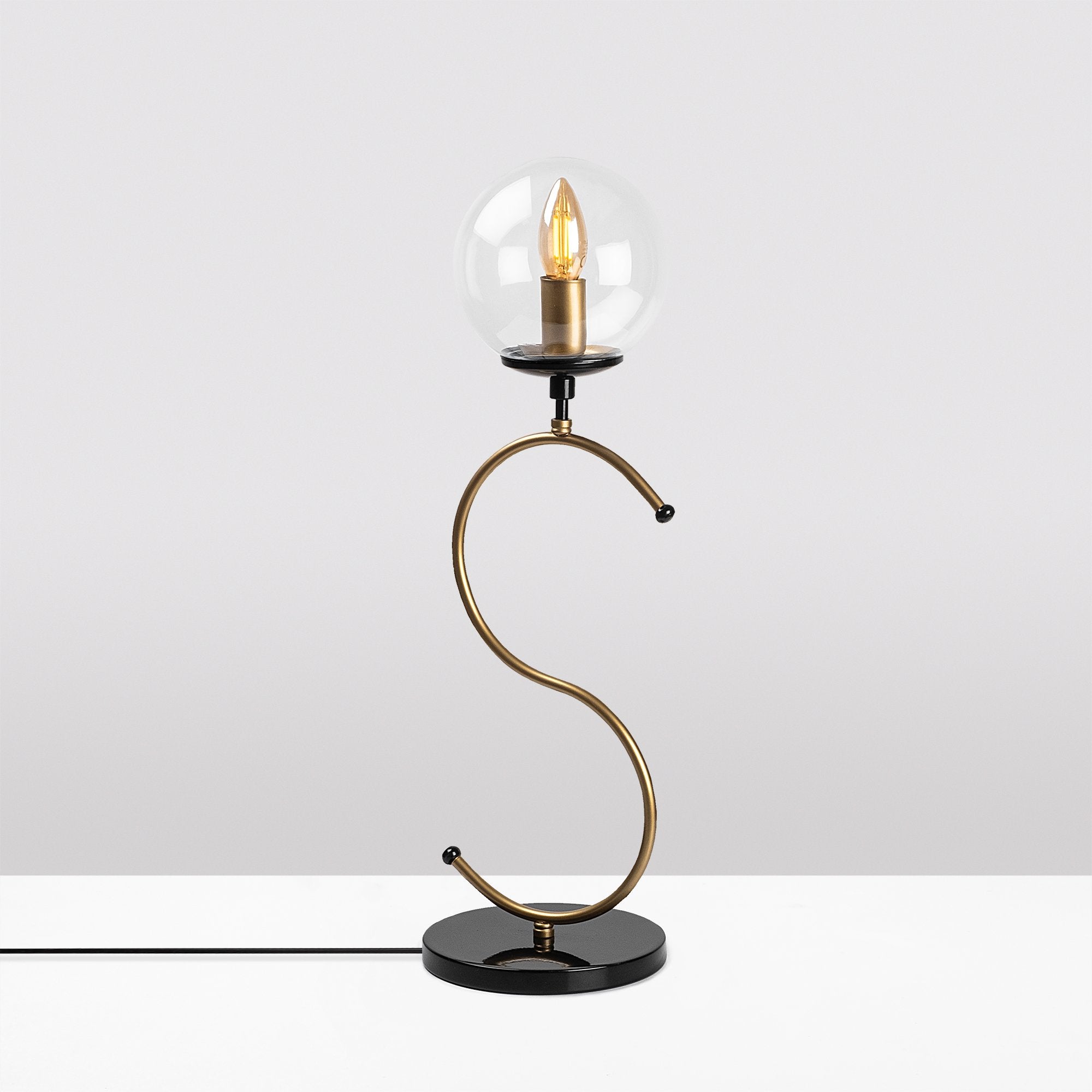Candeeiro de Mesa Moderna com Corpo em Metal, Acabamento Preto e Antigo, 18 x 19 x 57 cm | Soquete E14, Potência Máxima de 40 W, Cabo de 200 cm | Design Glamouroso e Elegante para Decoração de Casa