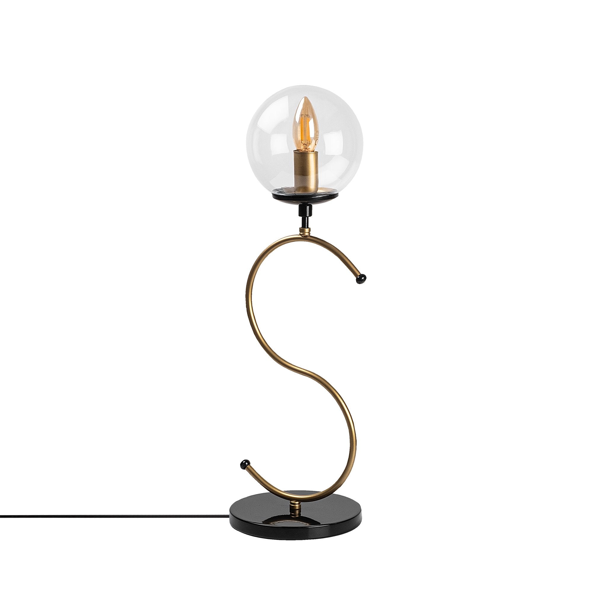Candeeiro de Mesa Moderna com Corpo em Metal, Acabamento Preto e Antigo, 18 x 19 x 57 cm | Soquete E14, Potência Máxima de 40 W, Cabo de 200 cm | Design Glamouroso e Elegante para Decoração de Casa