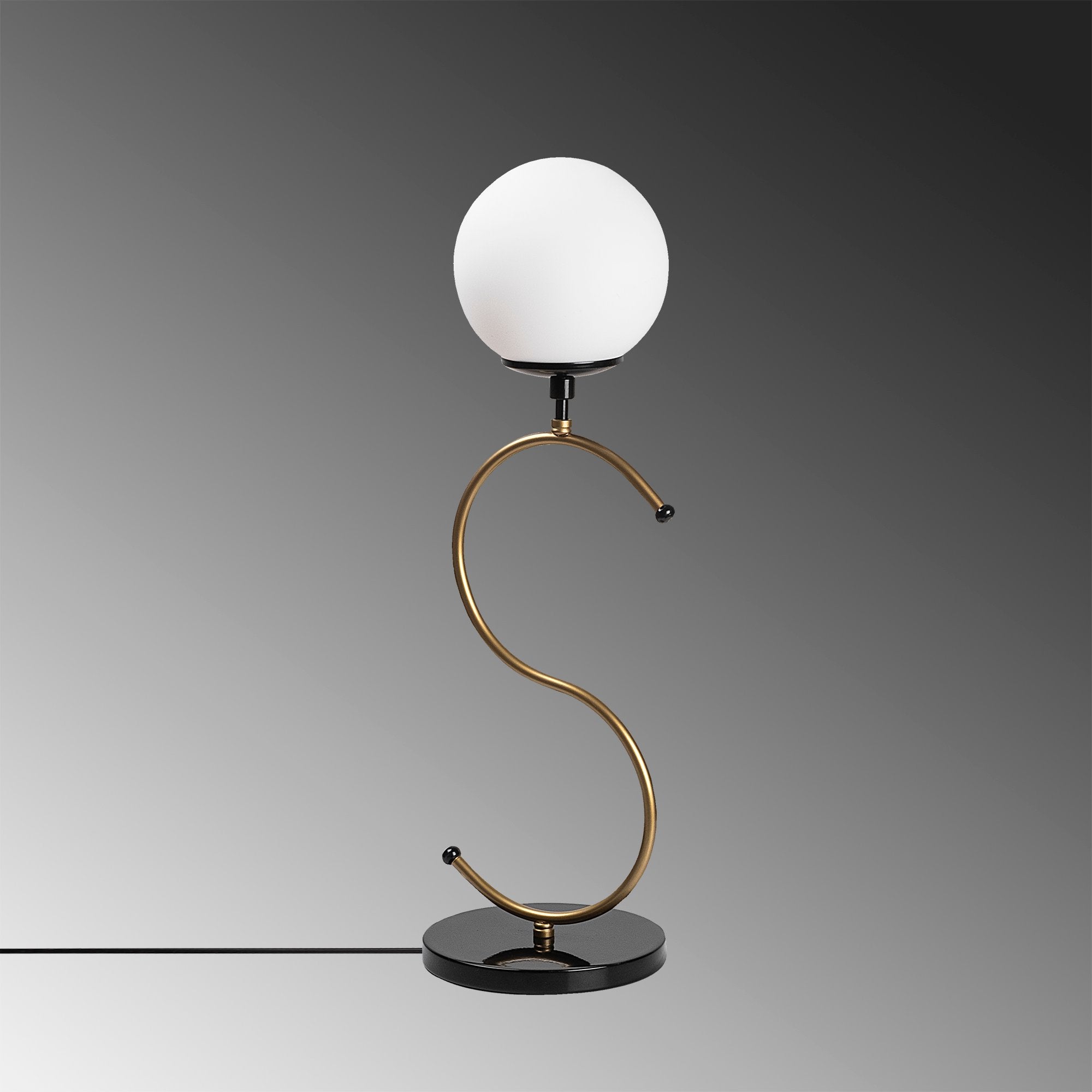 Candeeiro de Mesa Moderna com Corpo de Metal e Tampa de Vidro, Preta e Dourada, 18 x 19 x 57 cm | Soquete E14, Máx. 40 W, Cabo de 200 cm | Decoração Elegante e Glamourosa para Casa