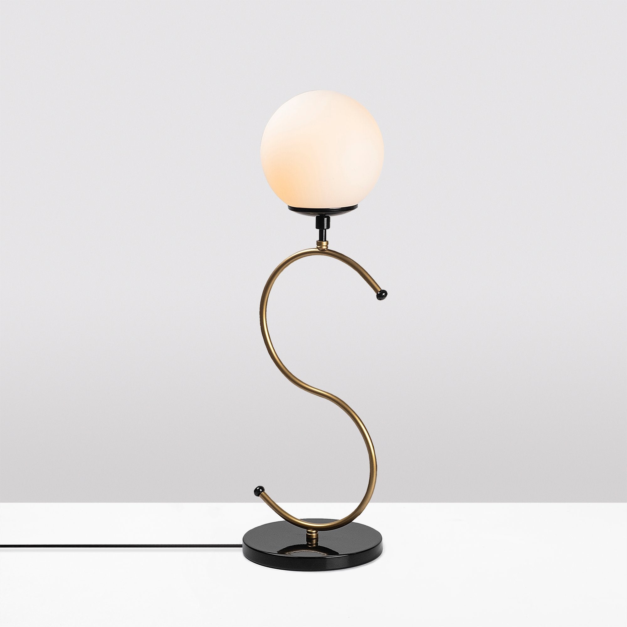 Candeeiro de Mesa Moderna com Corpo de Metal e Tampa de Vidro, Preta e Dourada, 18 x 19 x 57 cm | Soquete E14, Máx. 40 W, Cabo de 200 cm | Decoração Elegante e Glamourosa para Casa