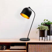 Candeeiro de Mesa elegante, preta e dourada, corpo de metal, 18 x 30 x 56 cm | Soquete E14, 40 W máx., cabo de 200 cm | Design industrial moderno para casa e escritório