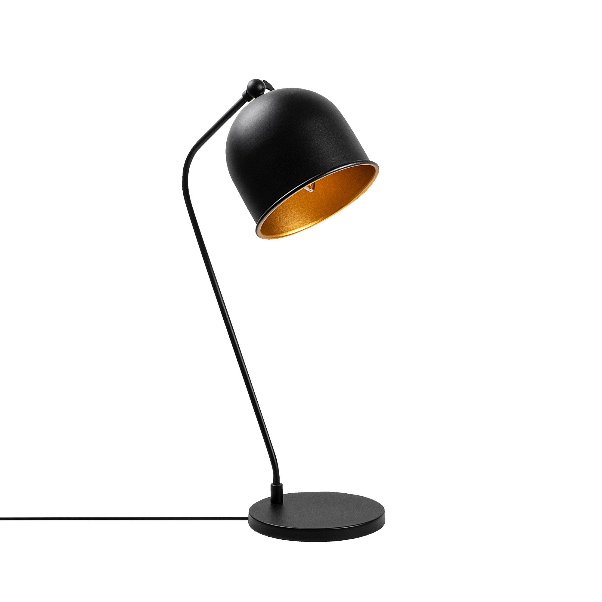 Candeeiro de Mesa elegante, preta e dourada, corpo de metal, 18 x 30 x 56 cm | Soquete E14, 40 W máx., cabo de 200 cm | Design industrial moderno para casa e escritório