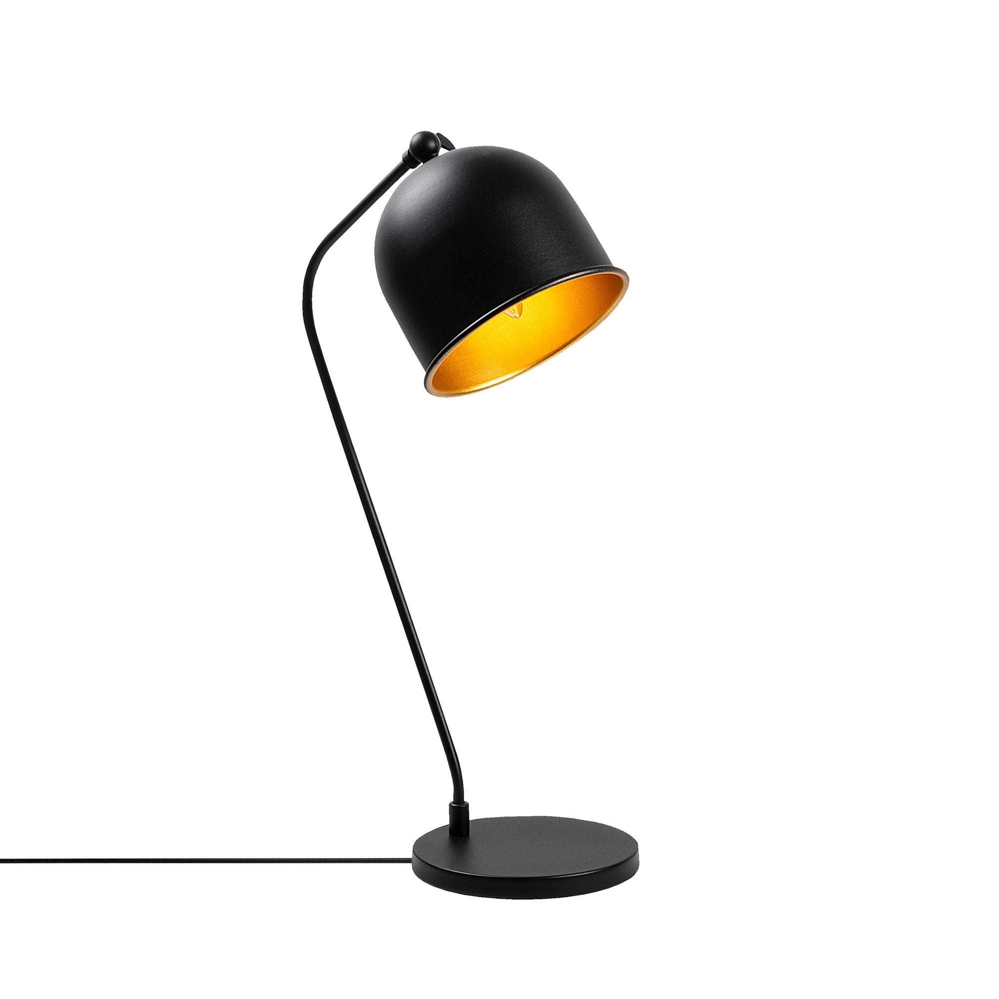 Candeeiro de Mesa elegante, preta e dourada, corpo de metal, 18 x 30 x 56 cm | Soquete E14, 40 W máx., cabo de 200 cm | Design industrial moderno para casa e escritório