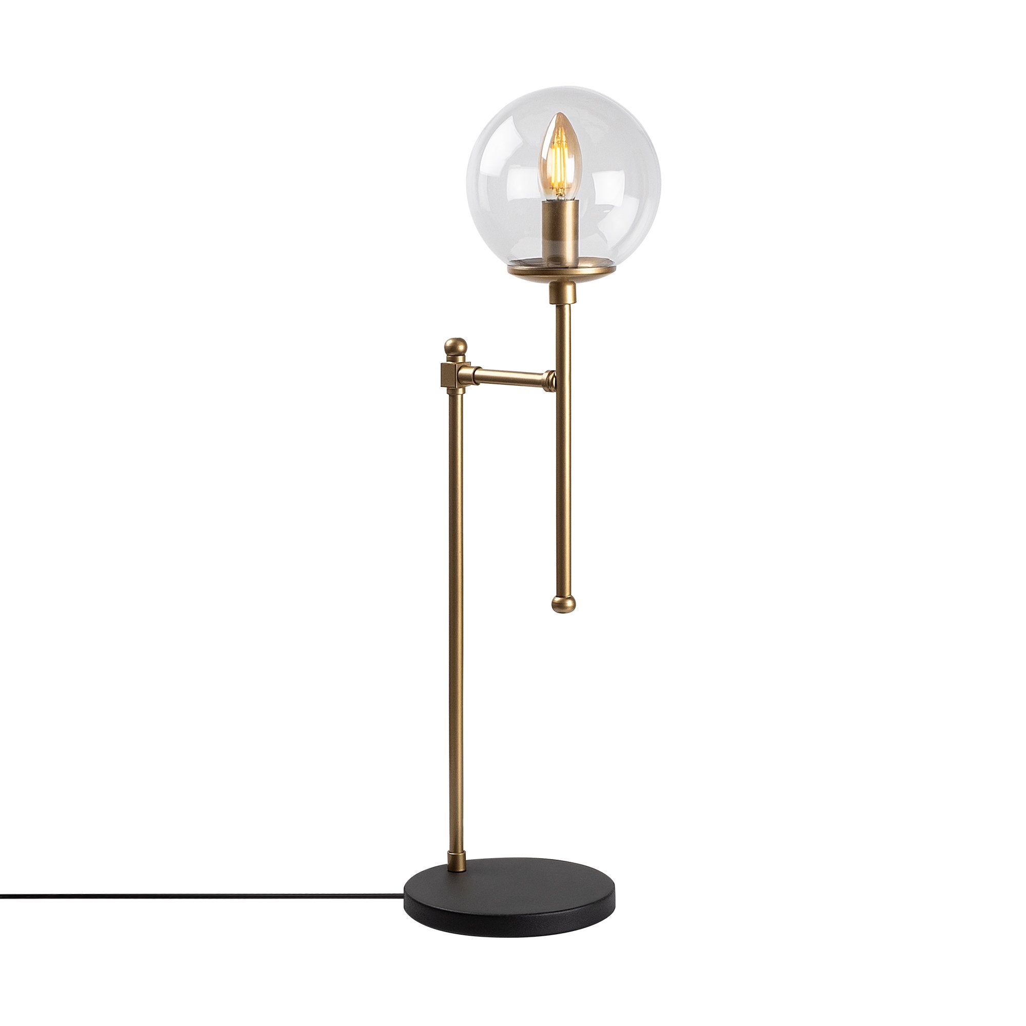 Candeeiro de Mesa moderna dourada, corpo de metal, 18 x 24 x 66 cm, soquete E14, 40 W máx., cabo de 200 cm, design escandinavo elegante para decoração de casa e escritório