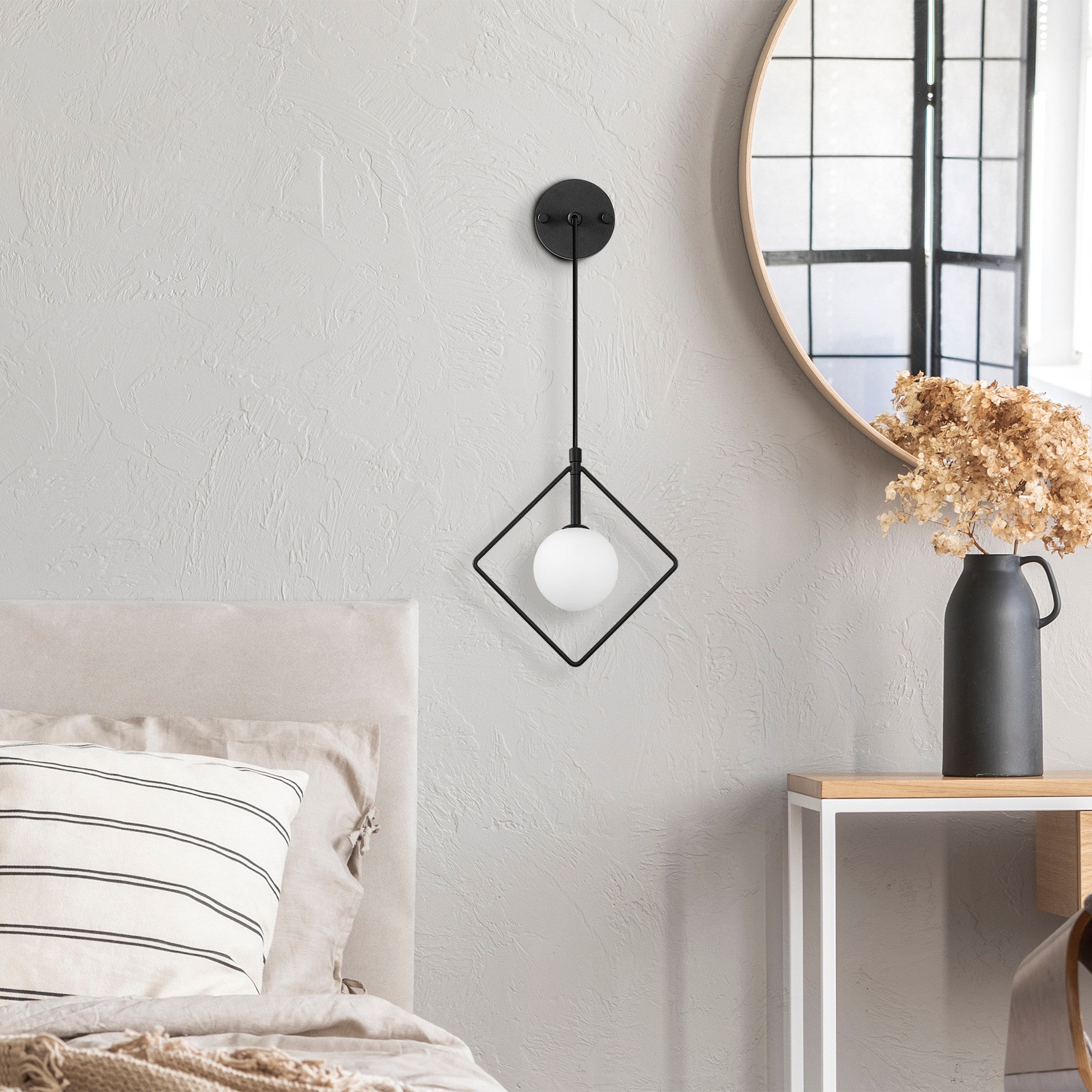 Candeeiro de Parede Industrial Moderna, Preta e Branca, 24 x 15 cm | Altura Ajustável 41-117 cm | Corpo de Metal, Tampa de Vidro, Soquete G9, IP20 | Iluminação Elegante para Casa e Escritório