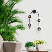 Candeeiro de Parede preta moderna, corpo de metal e tampa de vidro, 62 cm de altura | IP20, 4 soquetes E14, design industrial e escandinavo | Ideal para casa e escritório