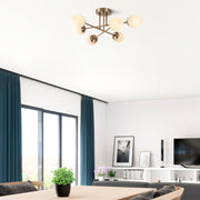 Candeeiro de Teto Moderno e Elegante, Corpo em Metal Vintage, 81 x 81 cm, 6 Soquetes E14, IP20 | Design Glamouroso e Escandinavo para Interiores Elegantes