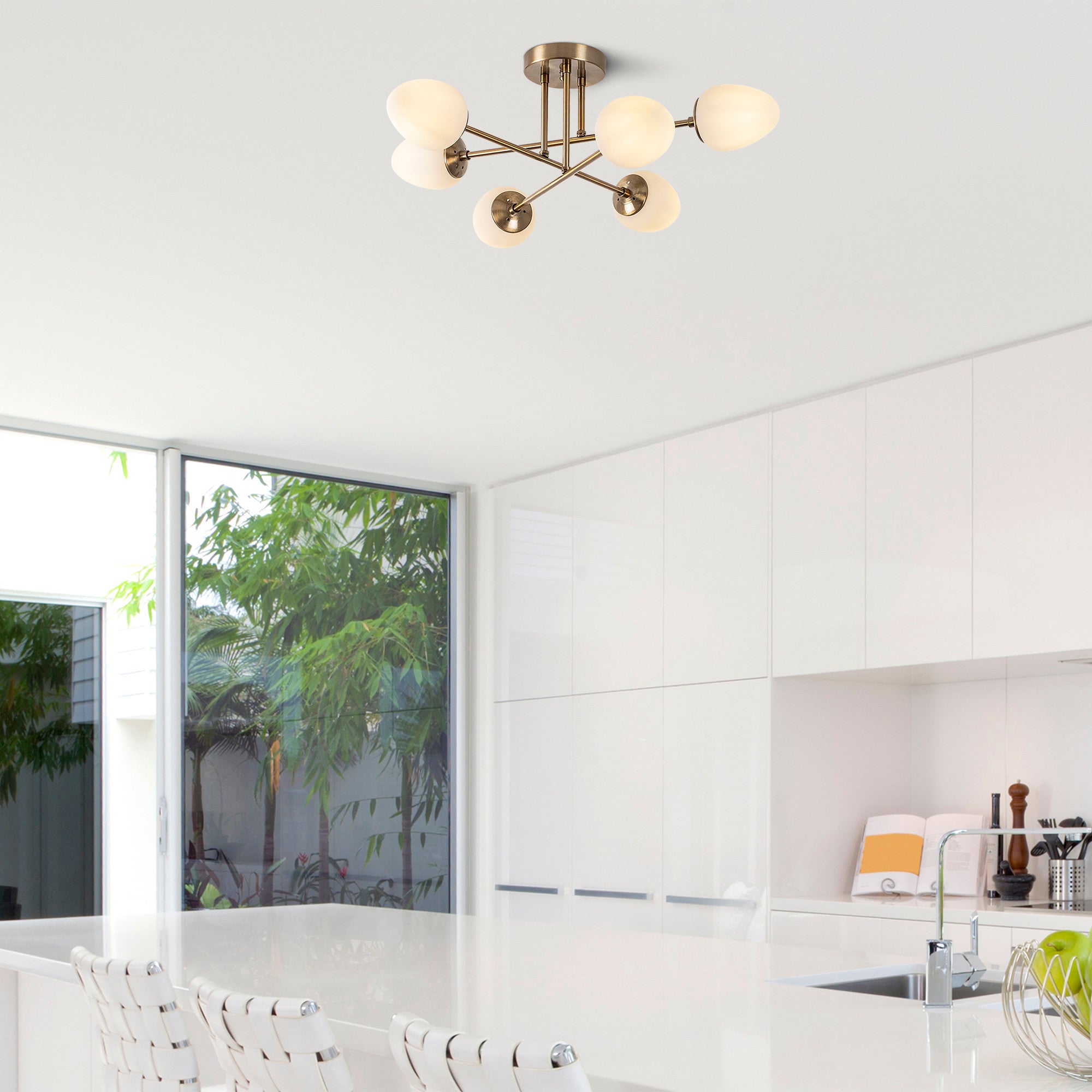Candeeiro de Teto Moderno e Elegante, Corpo em Metal Vintage, 81 x 81 cm, 6 Soquetes E14, IP20 | Design Glamouroso e Escandinavo para Interiores Elegantes