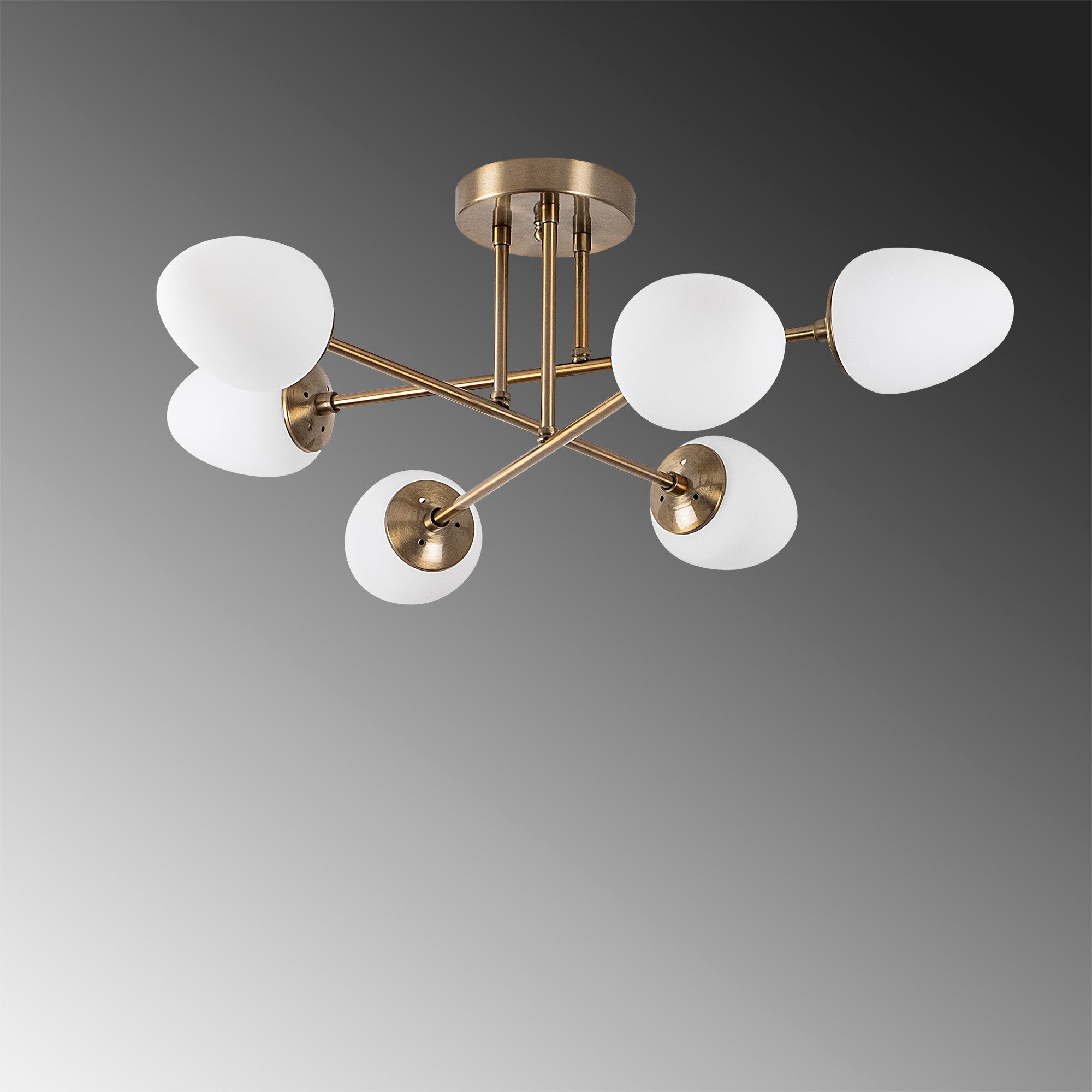 Candeeiro de Teto Moderno e Elegante, Corpo em Metal Vintage, 81 x 81 cm, 6 Soquetes E14, IP20 | Design Glamouroso e Escandinavo para Interiores Elegantes