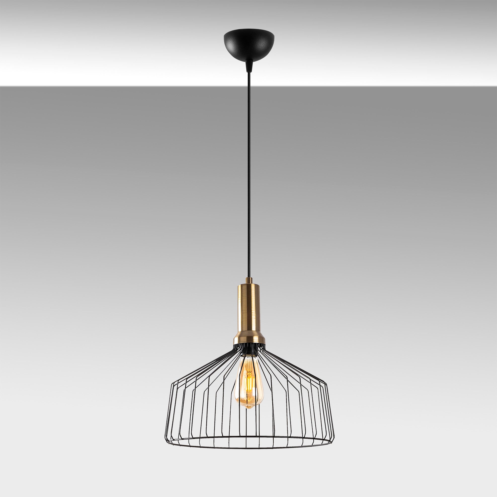 Candeeiro de Teto Industrial Moderno, Acabamento Preto e Antigo, 34x34 cm, Altura Ajustável 44-134 cm, Soquete E27, Design de Metal Elegante para Espaços Glamourosos