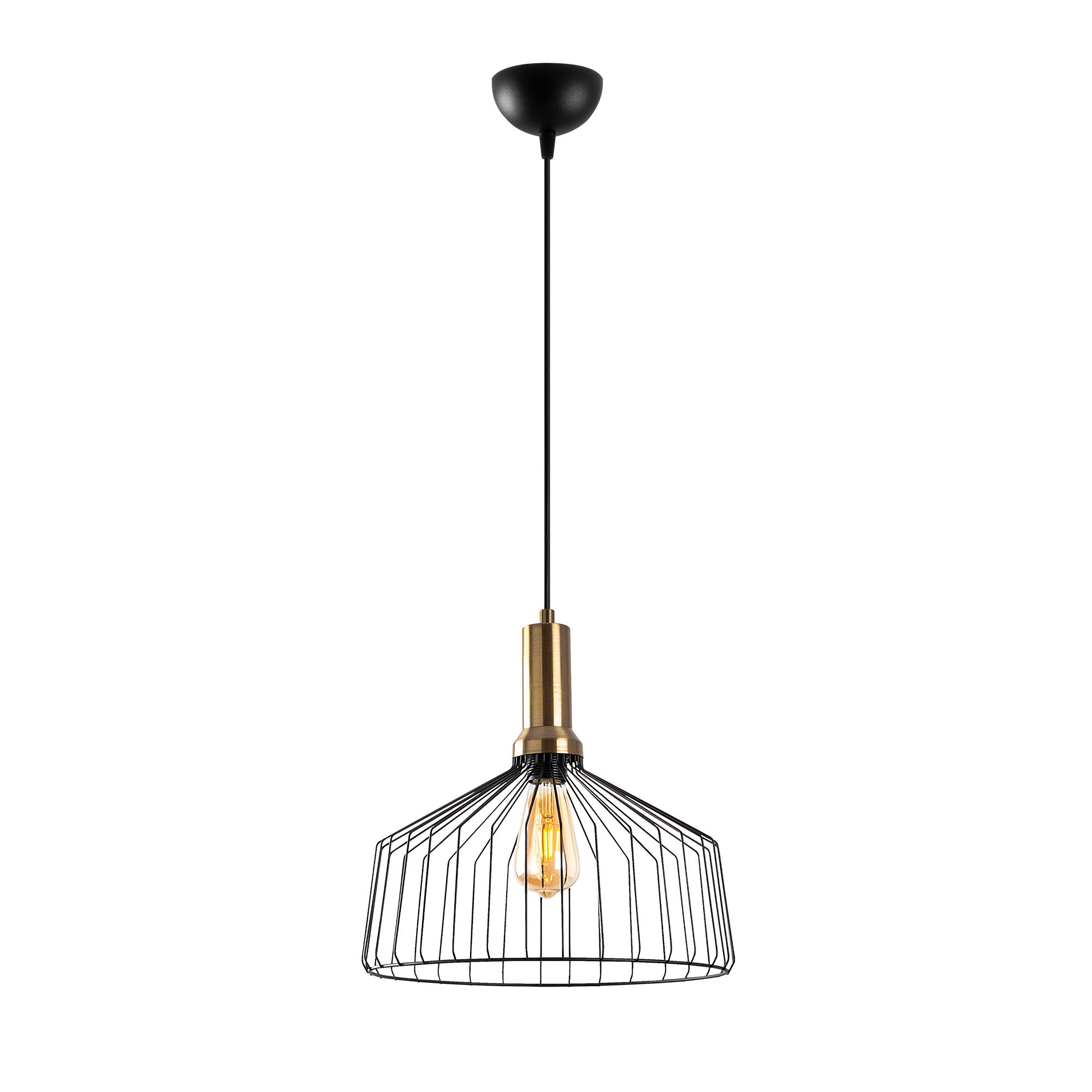 Candeeiro de Teto Industrial Moderno, Acabamento Preto e Antigo, 34x34 cm, Altura Ajustável 44-134 cm, Soquete E27, Design de Metal Elegante para Espaços Glamourosos