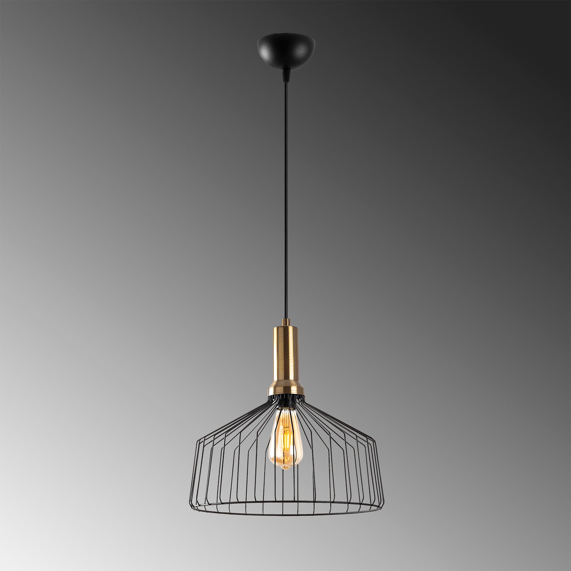 Candeeiro de Teto Industrial Moderno, Acabamento Preto e Antigo, 34x34 cm, Altura Ajustável 44-134 cm, Soquete E27, Design de Metal Elegante para Espaços Glamourosos