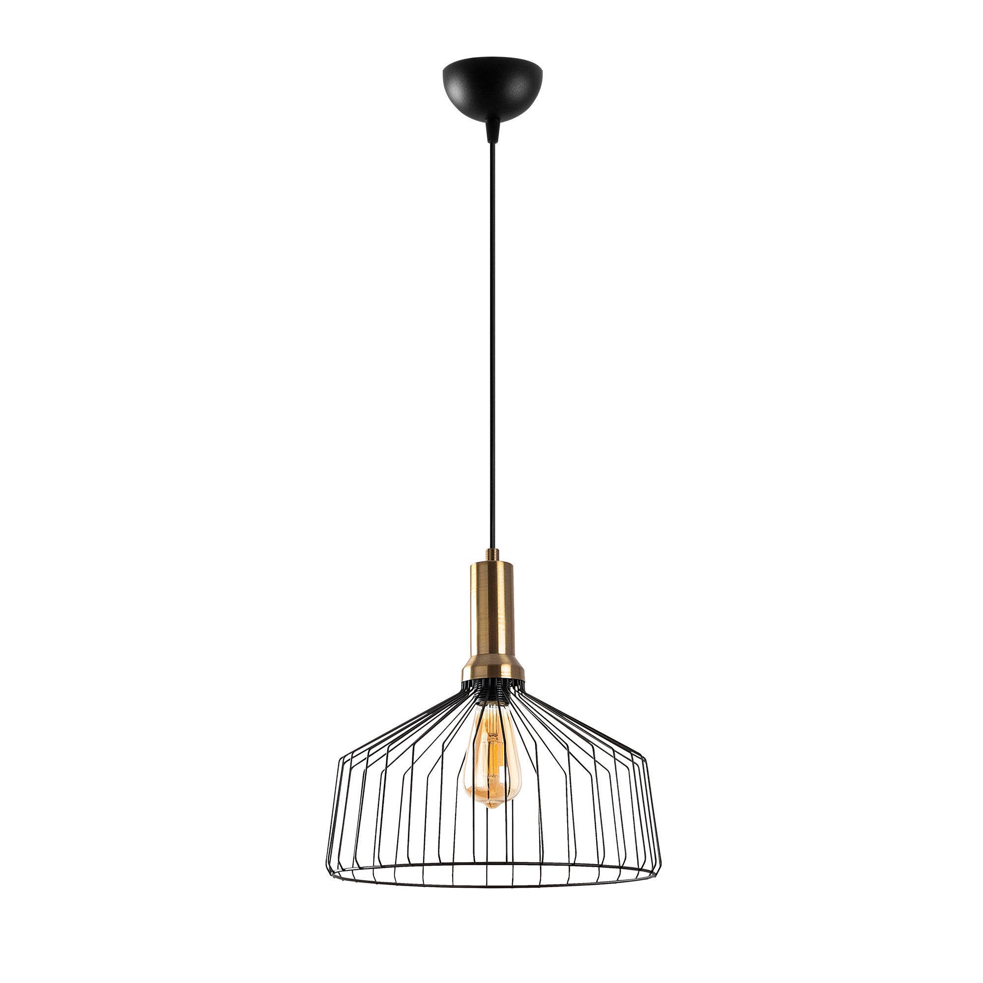 Candeeiro de Teto Industrial Moderno, Acabamento Preto e Antigo, 34x34 cm, Altura Ajustável 44-134 cm, Soquete E27, Design de Metal Elegante para Espaços Glamourosos