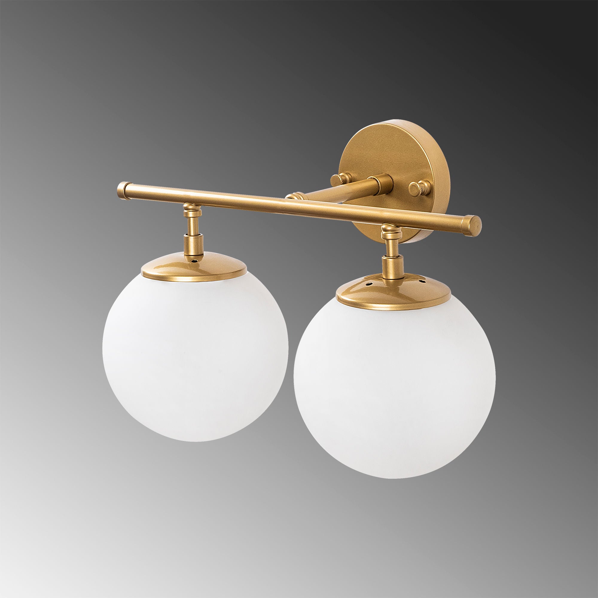Candeeiro de Parede moderna dourada brilhante, corpo de metal e tampa de vidro, 36 x 24 x 16 cm | IP20, soquete E14 (2x máx. 40 W) | Design escandinavo elegante para decoração de casa