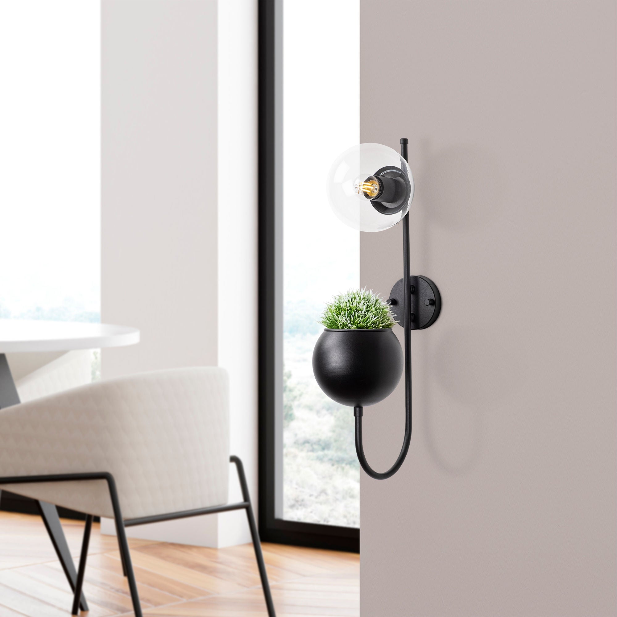Candeeiro de Parede Industrial, Corpo em Metal Preto Vintage, 15 x 23 x 61 cm | Soquete E14, IP20, Design Escandinavo Elegante para Espaços Modernos