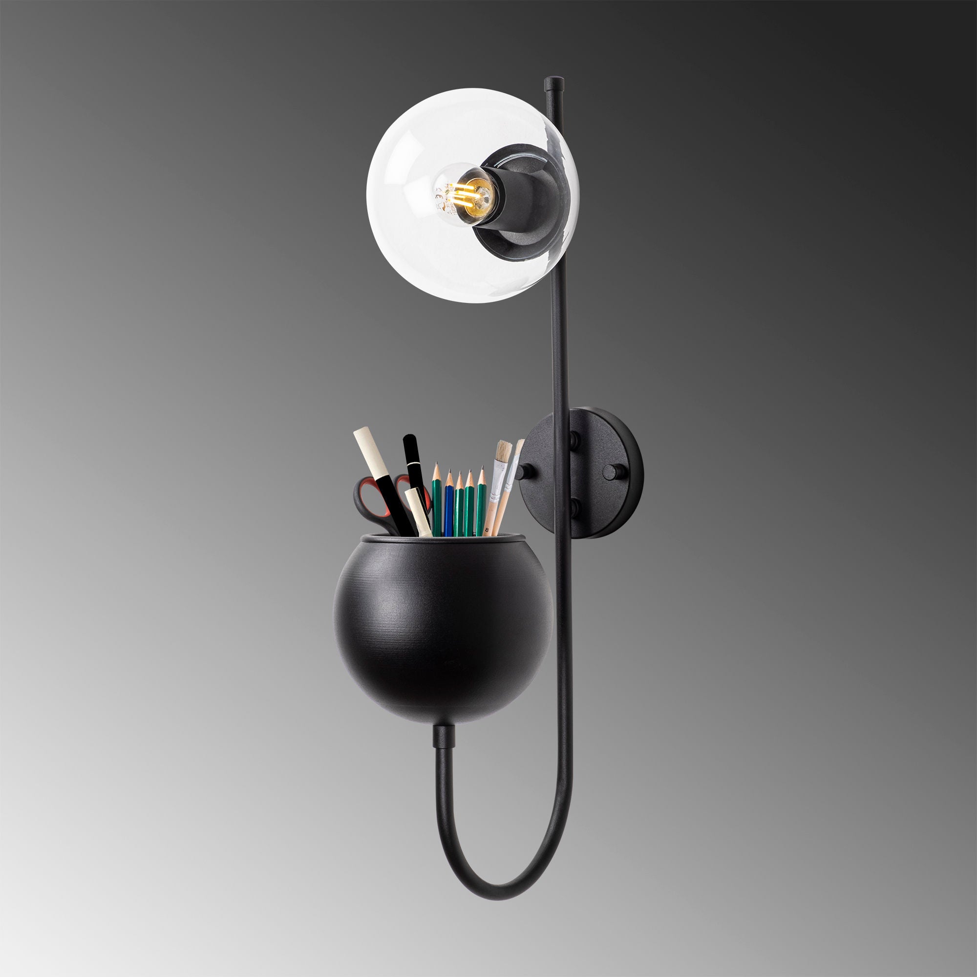 Candeeiro de Parede Industrial, Corpo em Metal Preto Vintage, 15 x 23 x 61 cm | Soquete E14, IP20, Design Escandinavo Elegante para Espaços Modernos