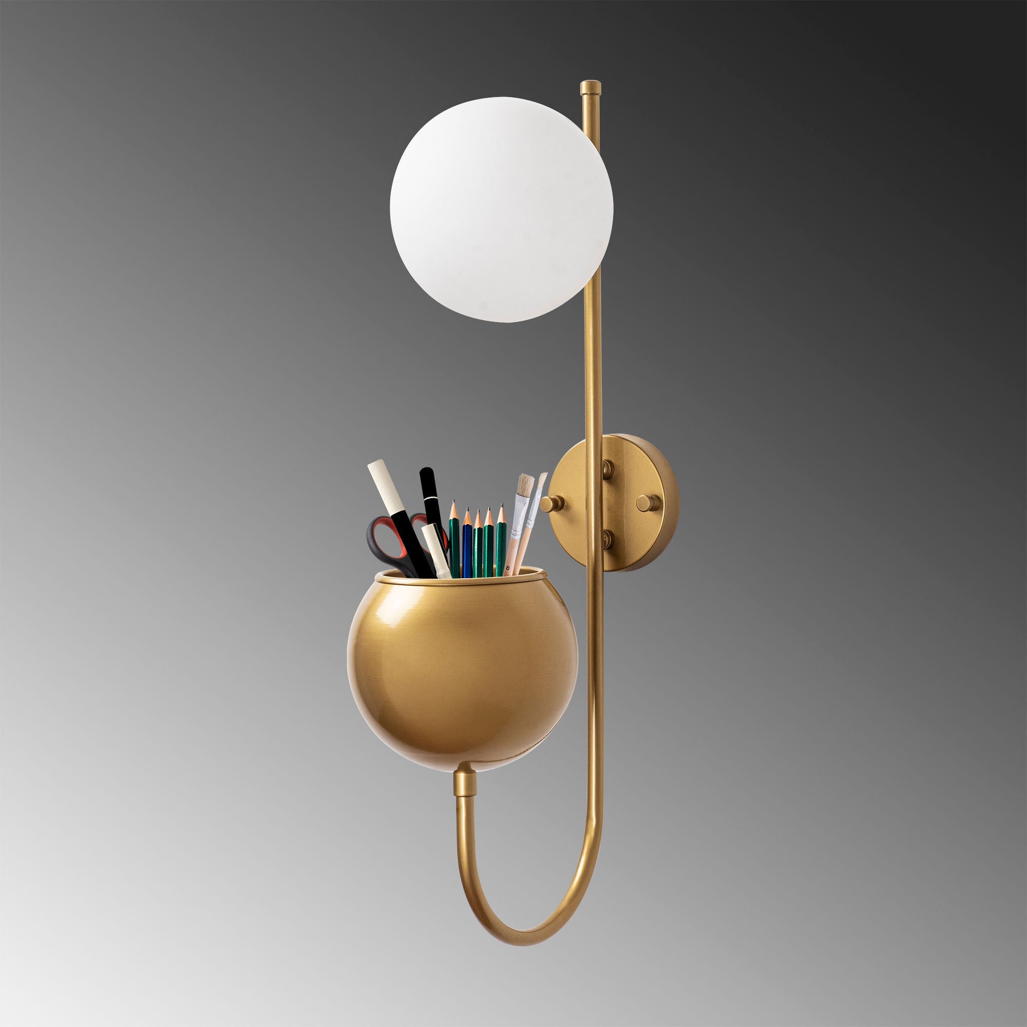 Candeeiro de Parede Elegante, Dourado Brilhante, 15 x 23 x 61 cm | Corpo de Metal e Tampa de Vidro, Soquete E14, IP20 | Design Escandinavo Moderno para Espaços Glamourosos