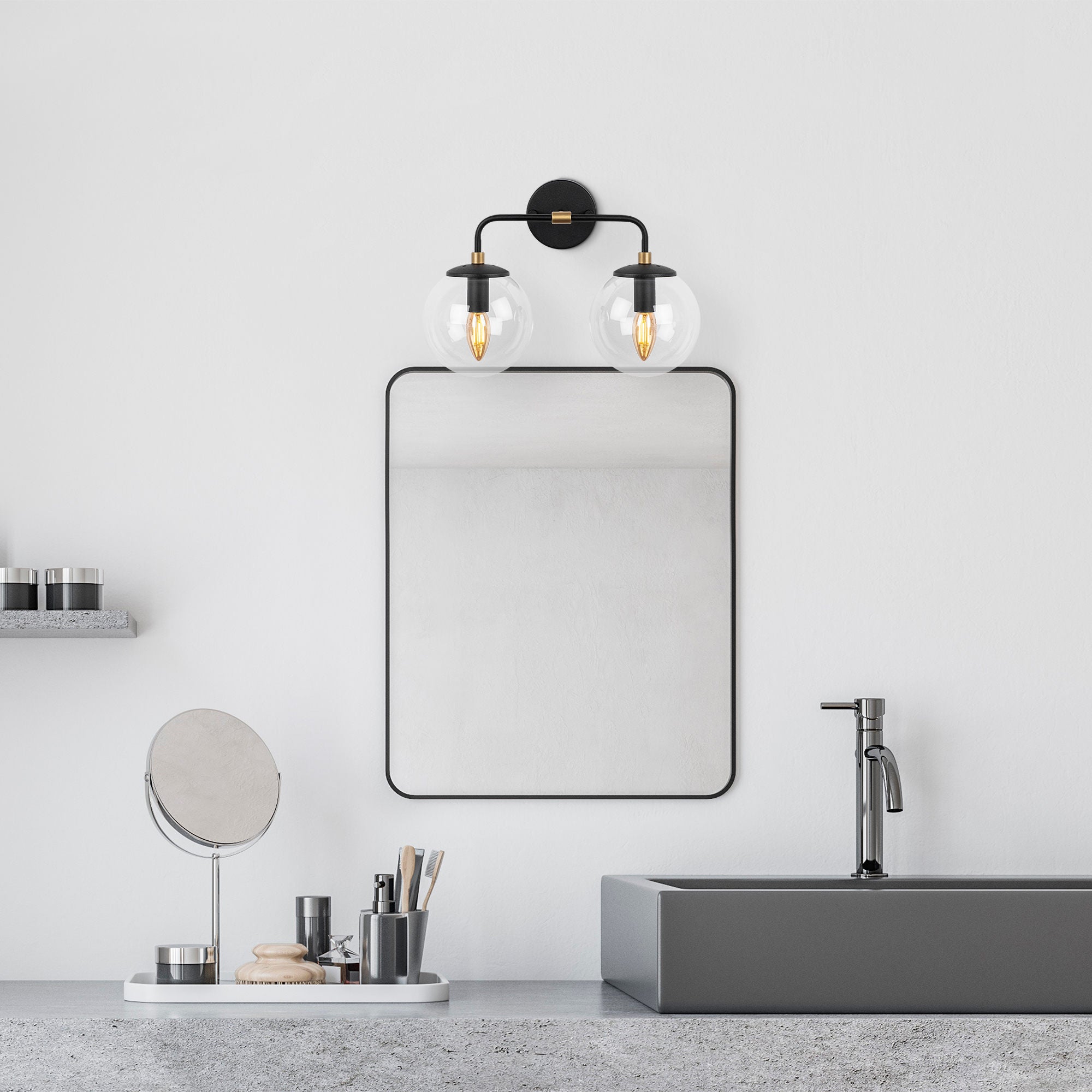 Candeeiro de Parede industrial, preta e antiga, 37 x 21 x 27 cm | Corpo de metal, tampa de vidro (15 cm) | IP20, soquete E14, perfeita para decoração escandinava e campestre