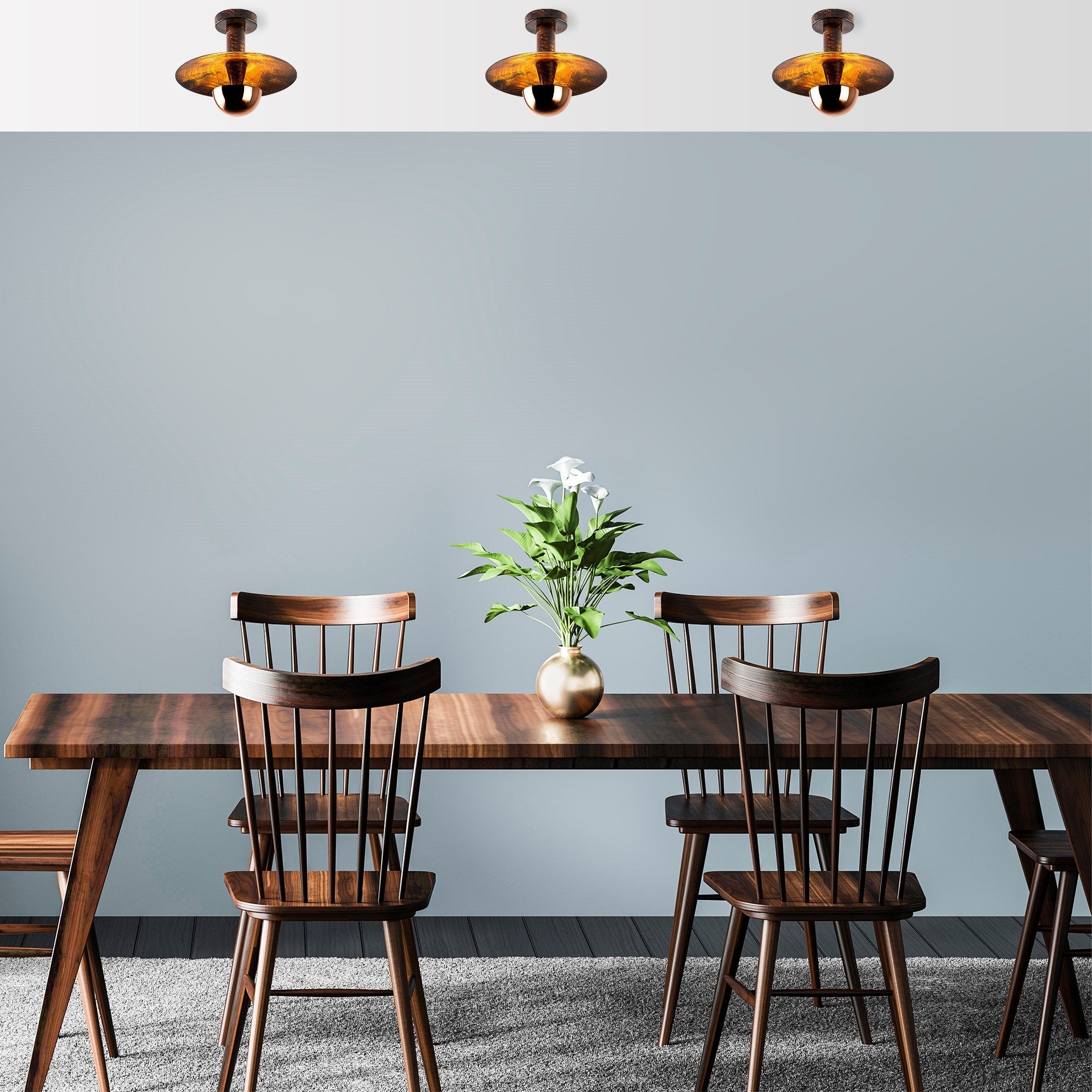 Candeeiro de Teto Elegante de Cobre, Corpo em Metal, 28 cm de Diâmetro x 26 cm de Altura | Soquete G9, Máx. 10 W | Iluminação Elegante para Casas e Escritórios Modernos
