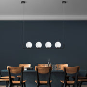 Candeeiro de Teto preto elegante, altura ajustável de 20 a 110 cm, corpo de metal, 4 soquetes E14, diâmetro da tampa de 15 cm, perfeito para espaços modernos, classificação IP26