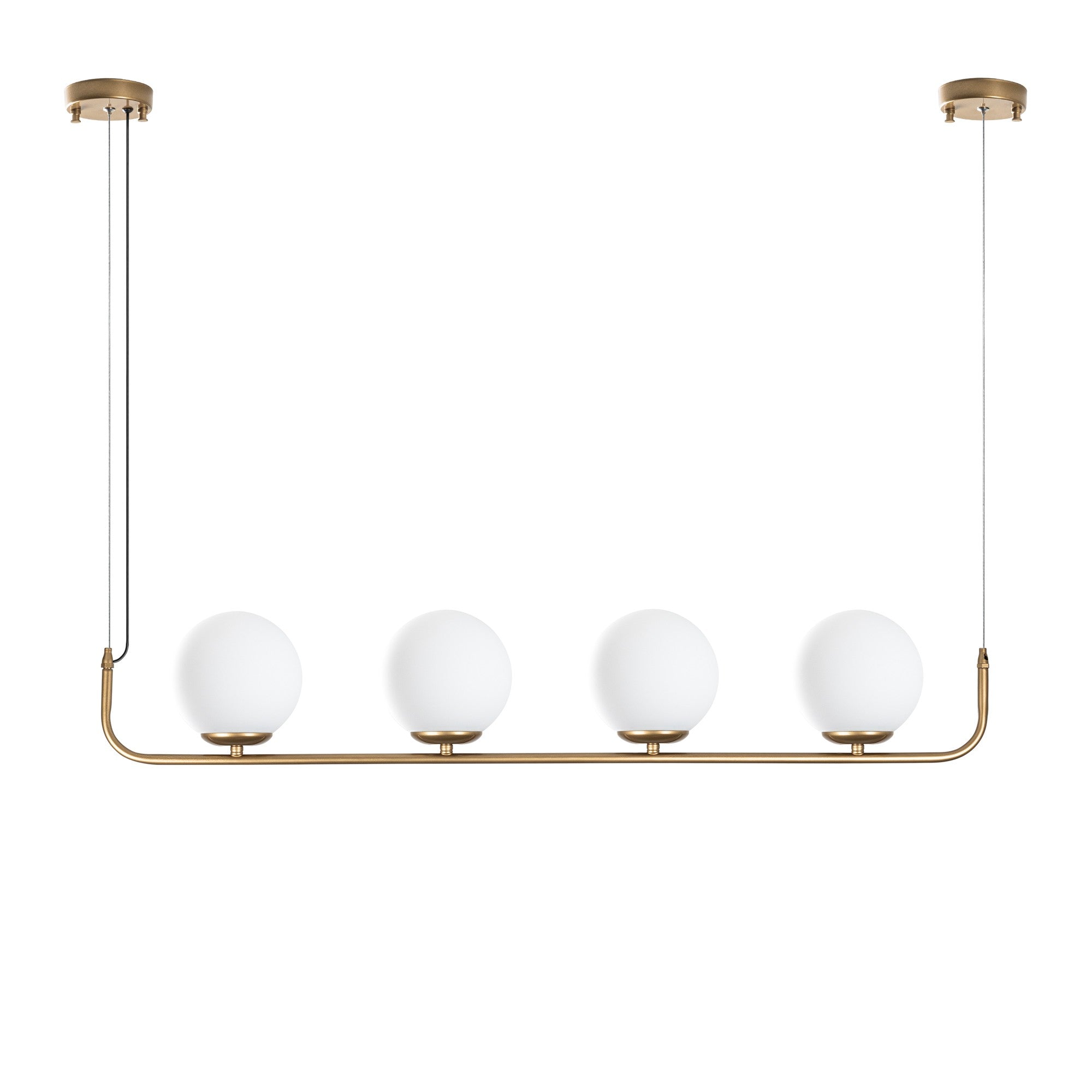 Candeeiro de Teto dourado elegante, altura ajustável de 20 a 110 cm, corpo de metal, 4 soquetes E14, diâmetro da tampa de 15 cm, perfeito para espaços de convivência modernos, classificação IP27.