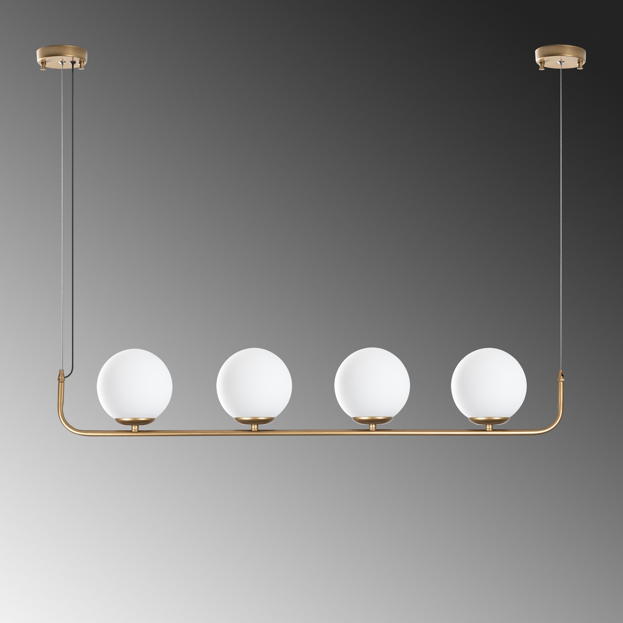 Candeeiro de Teto dourado elegante, altura ajustável de 20 a 110 cm, corpo de metal, 4 soquetes E14, diâmetro da tampa de 15 cm, perfeito para espaços de convivência modernos, classificação IP27.
